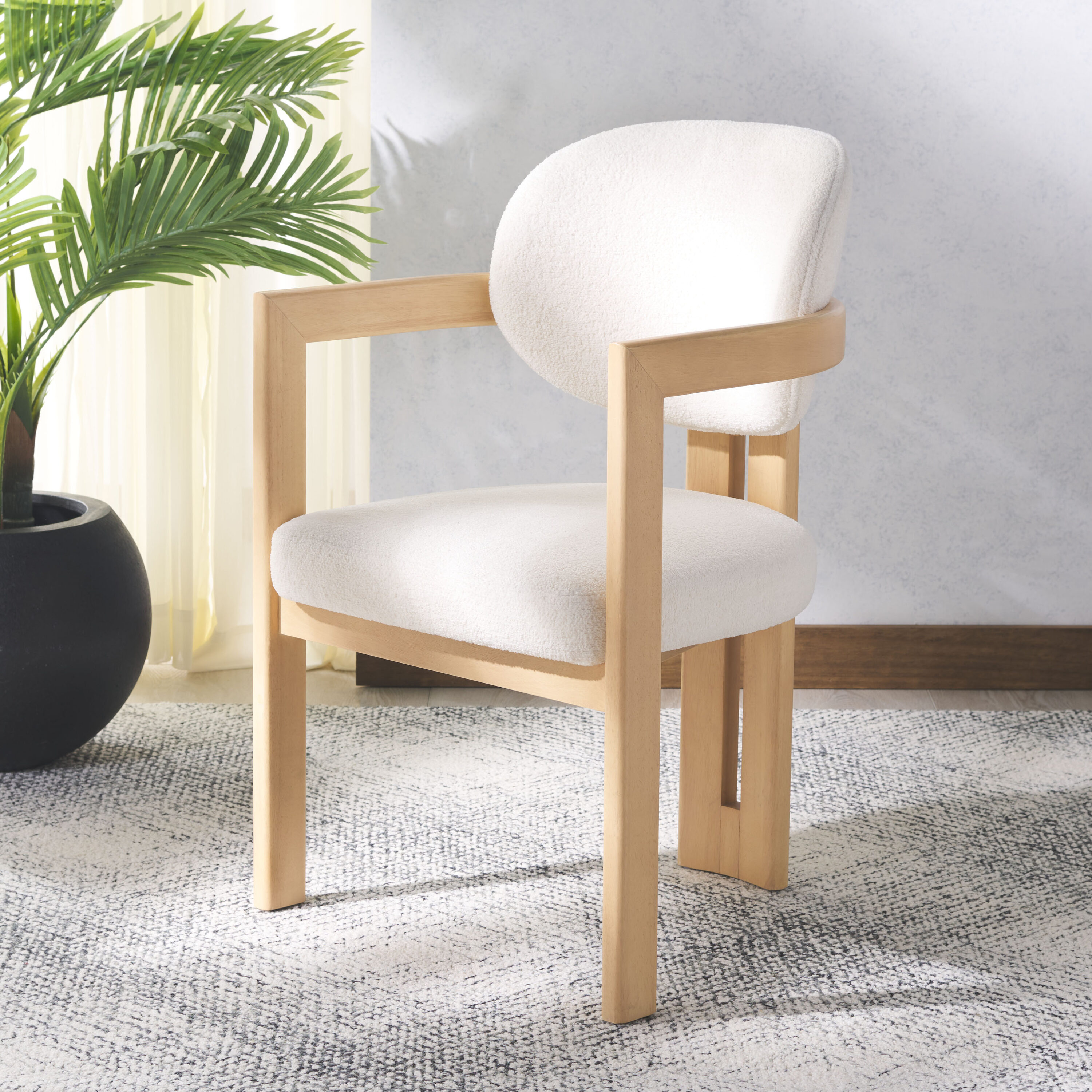  Bellarose Modern Style Arm Chair/Ivory/Natural