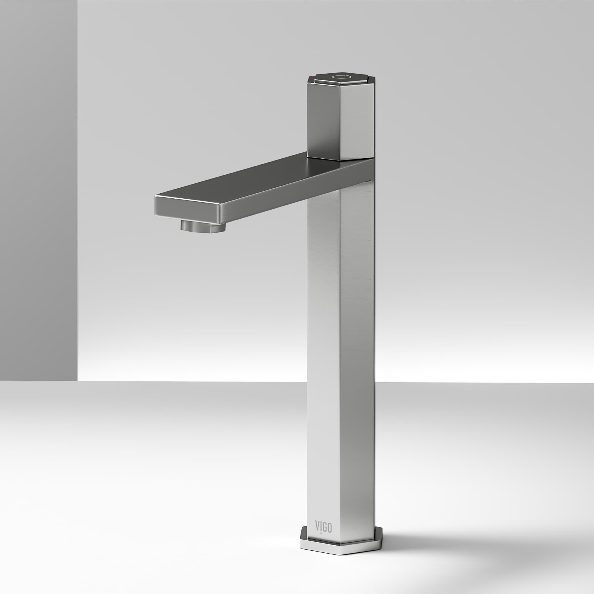 Nova Elegance Tall Rectangular Spout Bathroom Vessel Faucet in Brushed Nickel