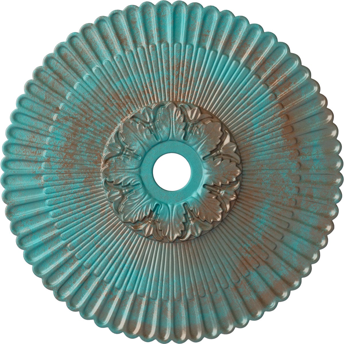 Ekena Millwork CM36MECGS Melonie 36.25-in W x 36.25-in L Painted Copper Green Patina Polyurethane Whole Ceiling Medallion