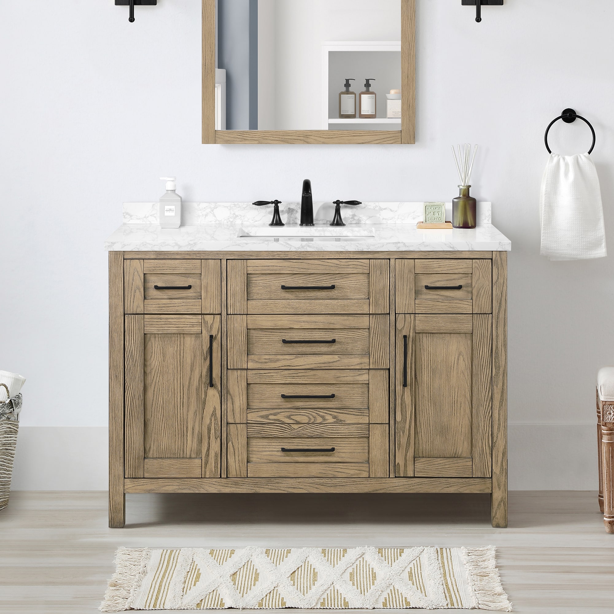 OVE Decors Tahoe 48-in Water Oak Undermount Single Sink Bathroom Vanity ...