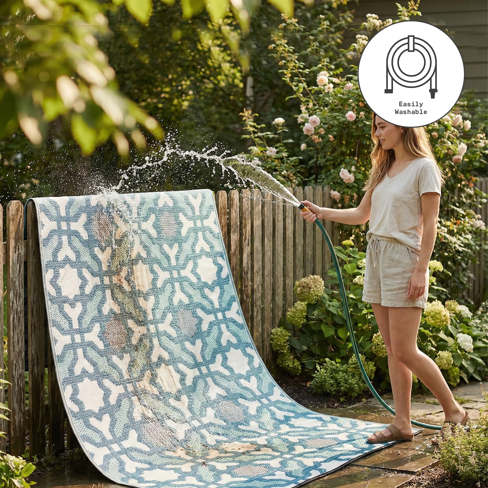 Fab Habitat Farmhouse Spanish Tile Outdoor Rug - Waterproof Fade ...