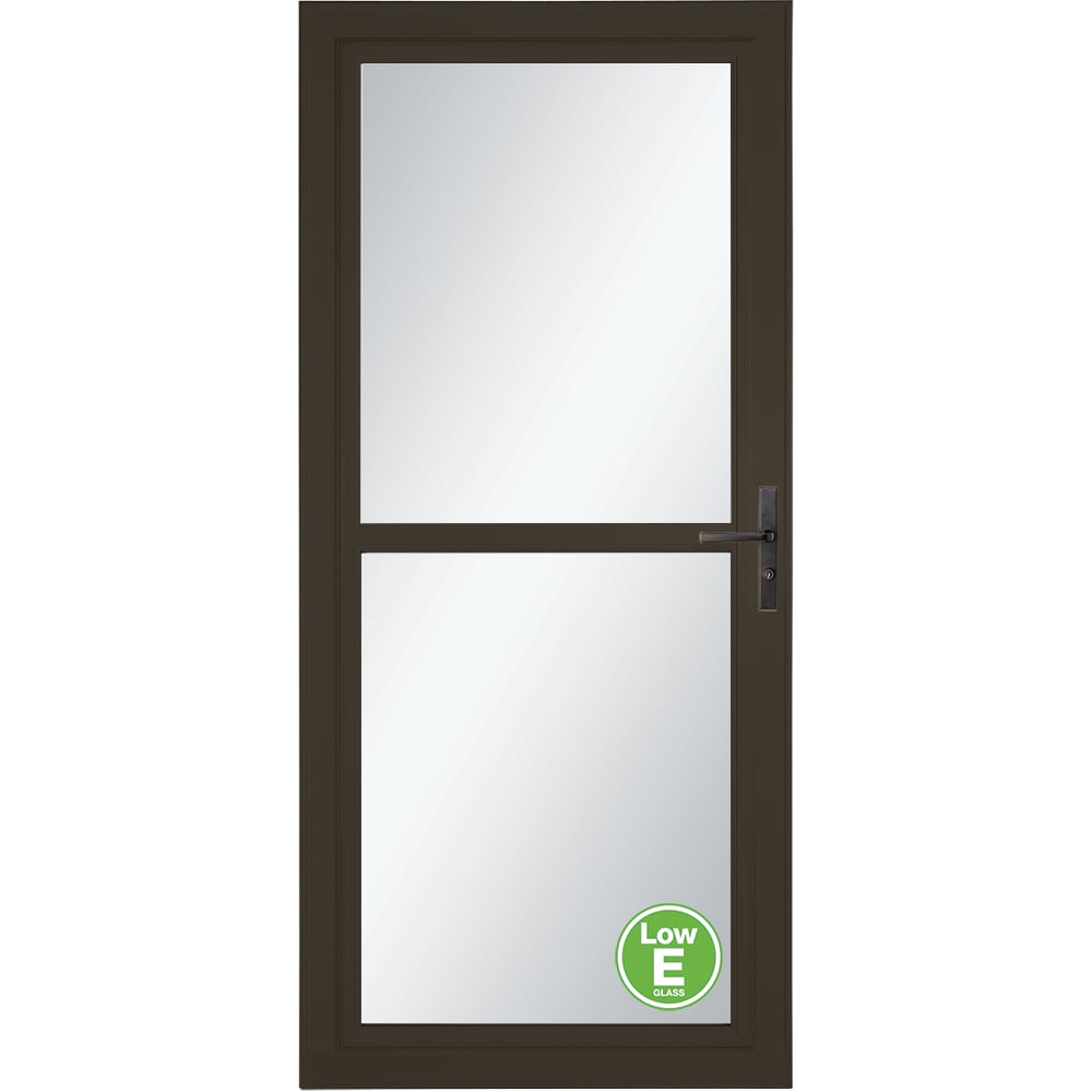 Tradewinds Selection Low-E 32-in x 81-in Elk Full-view Retractable Screen Aluminum Storm Door with Aged Bronze Handle in Brown | - LARSON 14604041E57S