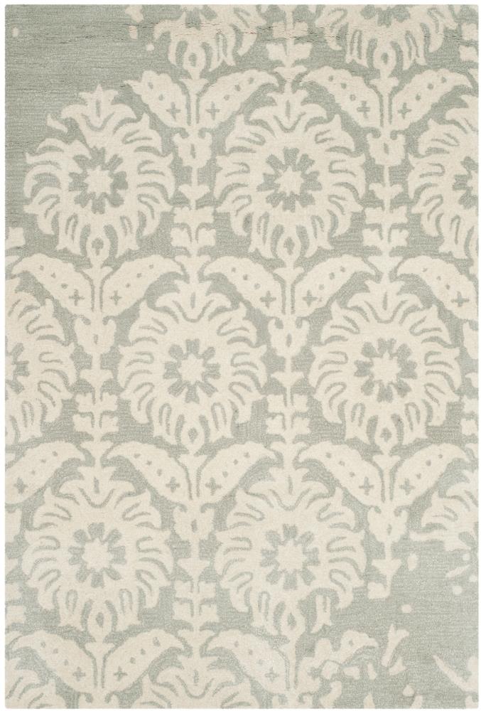 Safavieh BEL125B-4 Bella Canna 4 x 6 (ft) Tufted Wool Light Gray/Ivory Rectangular Indoor Distressed/Overdyed Farmhouse/Cottage Area rug