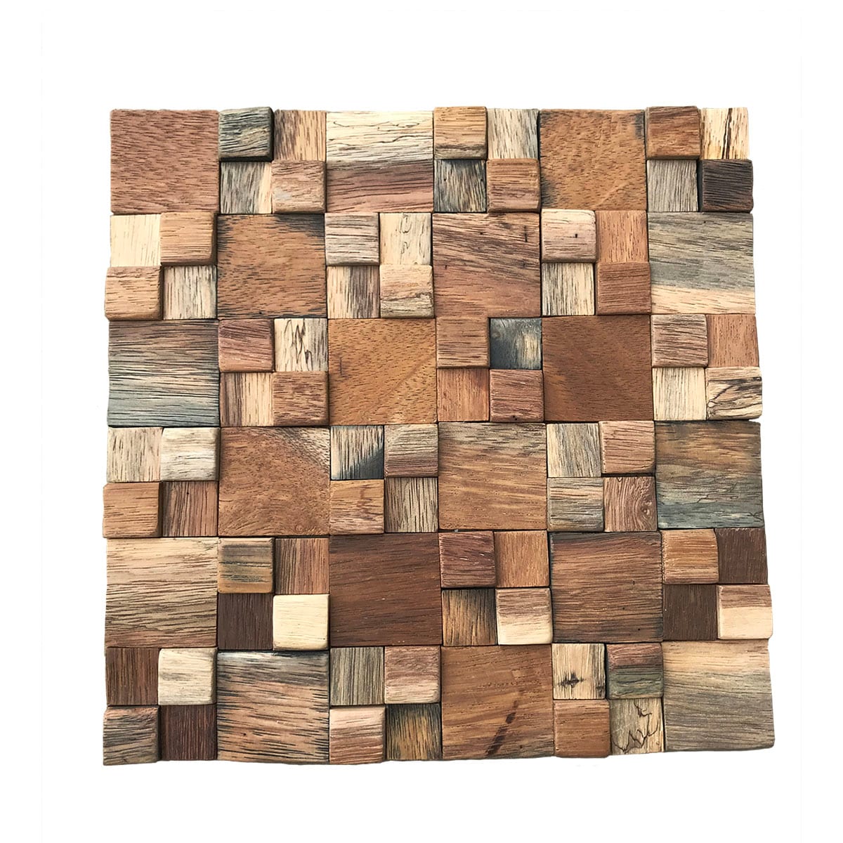 Ekena Millwork WPW12X12BLMENA Reclaimed Boat Wood Belmont Reclaimed 12-in x 12-in Natural Wood Checkered Wood Look Wall Tile (0.98-sq. ft/ Piece)