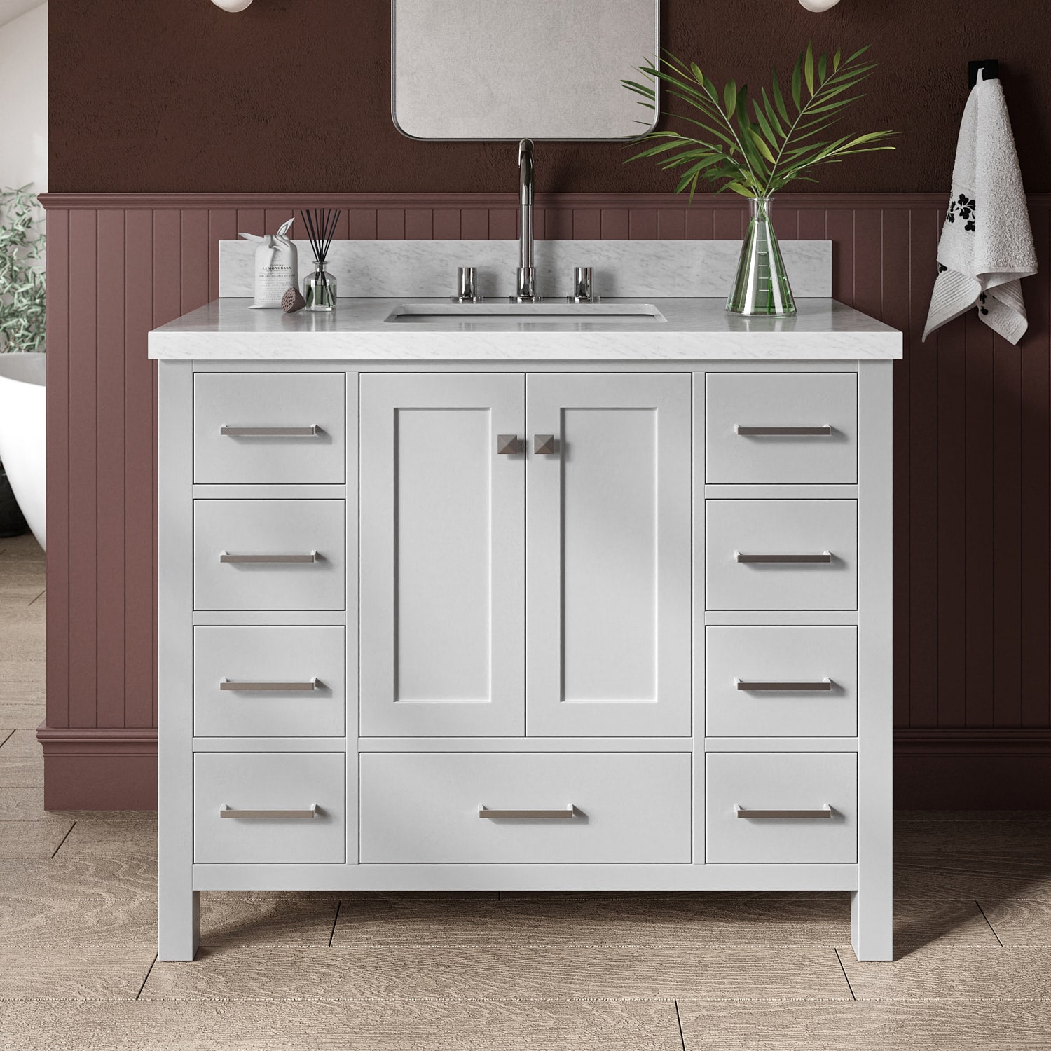 ARIEL A043SCWRVOGRY Cambridge 43-in Grey Undermount Single sink Bathroom Vanity with Carrara White Marble Natural marble Top