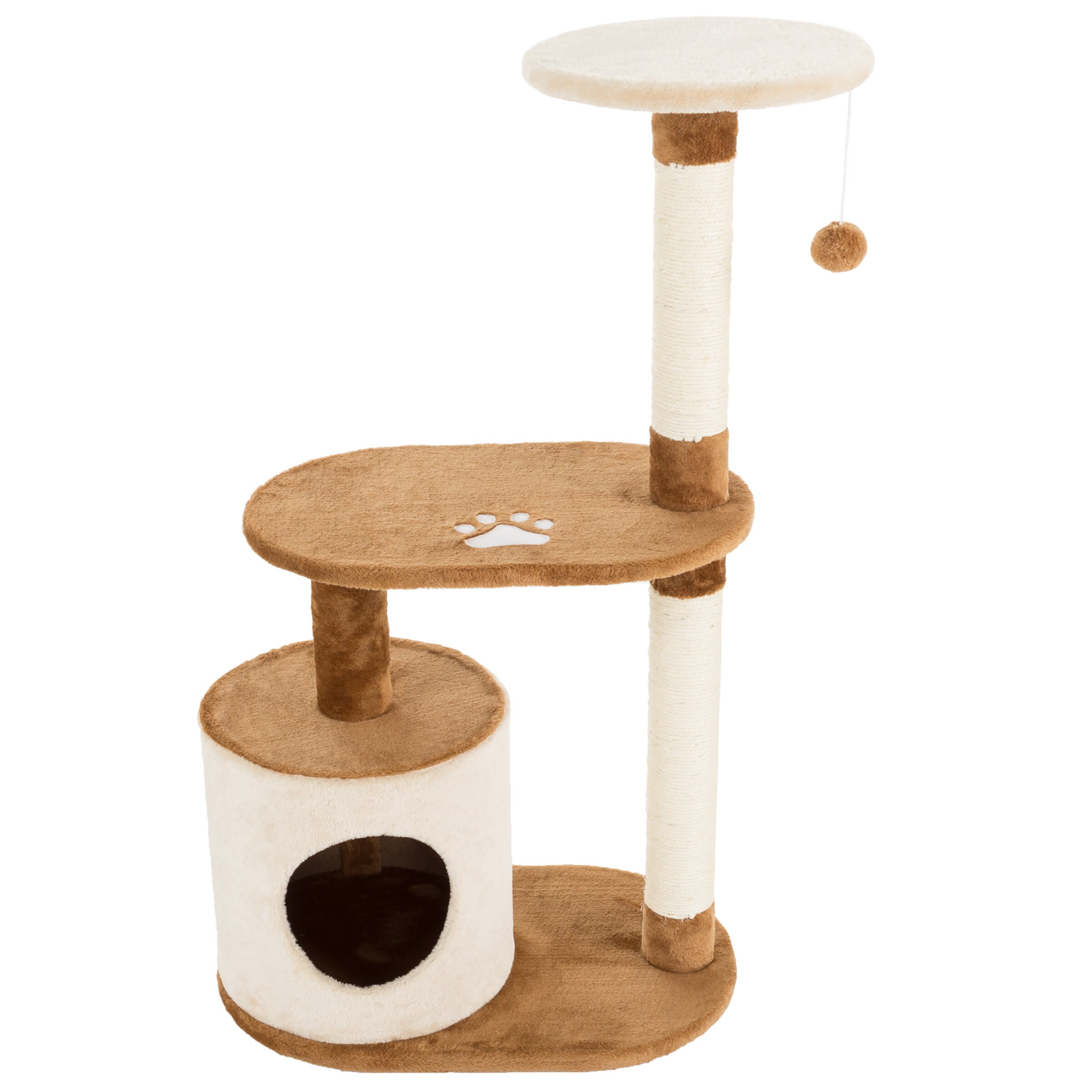 Tan 3-Tier Cat Tower with Sisal Scratch Posts