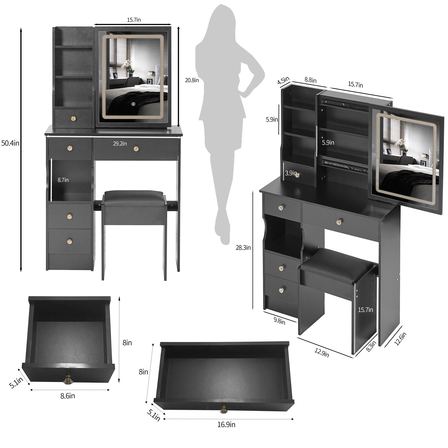 Streamdale Furniture W936P202449 Bedroom-Vanities - View #2