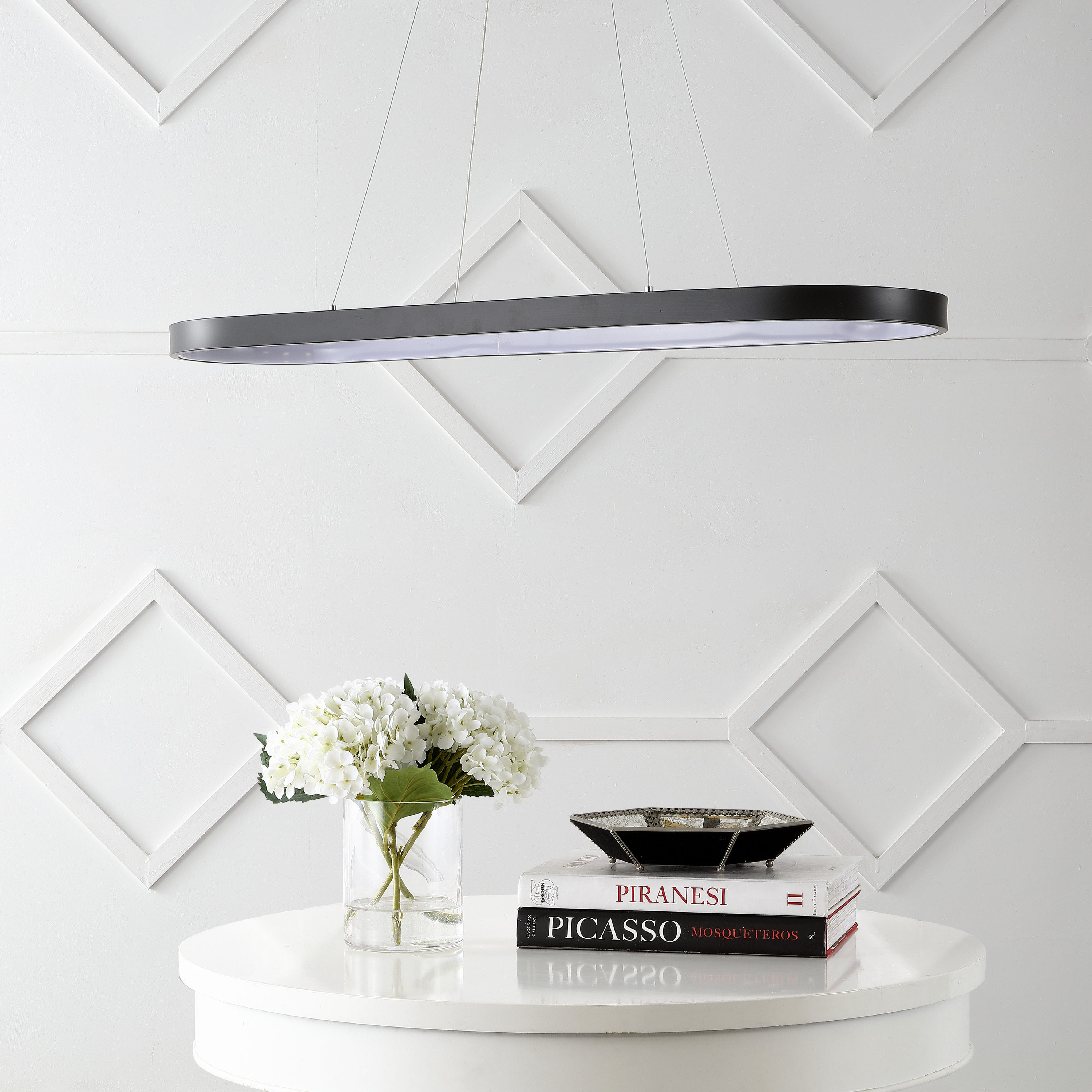 Nolan 38.75" Satin Black Modern Bohemian LED Linear Pendant