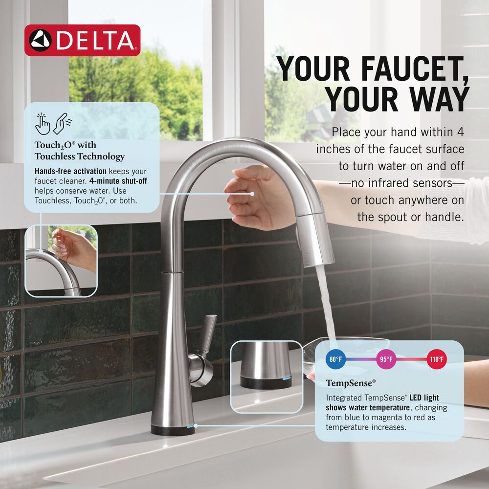Delta Monrovia Lumicoat Arctic Stainless Single Handle Deck-mount ...