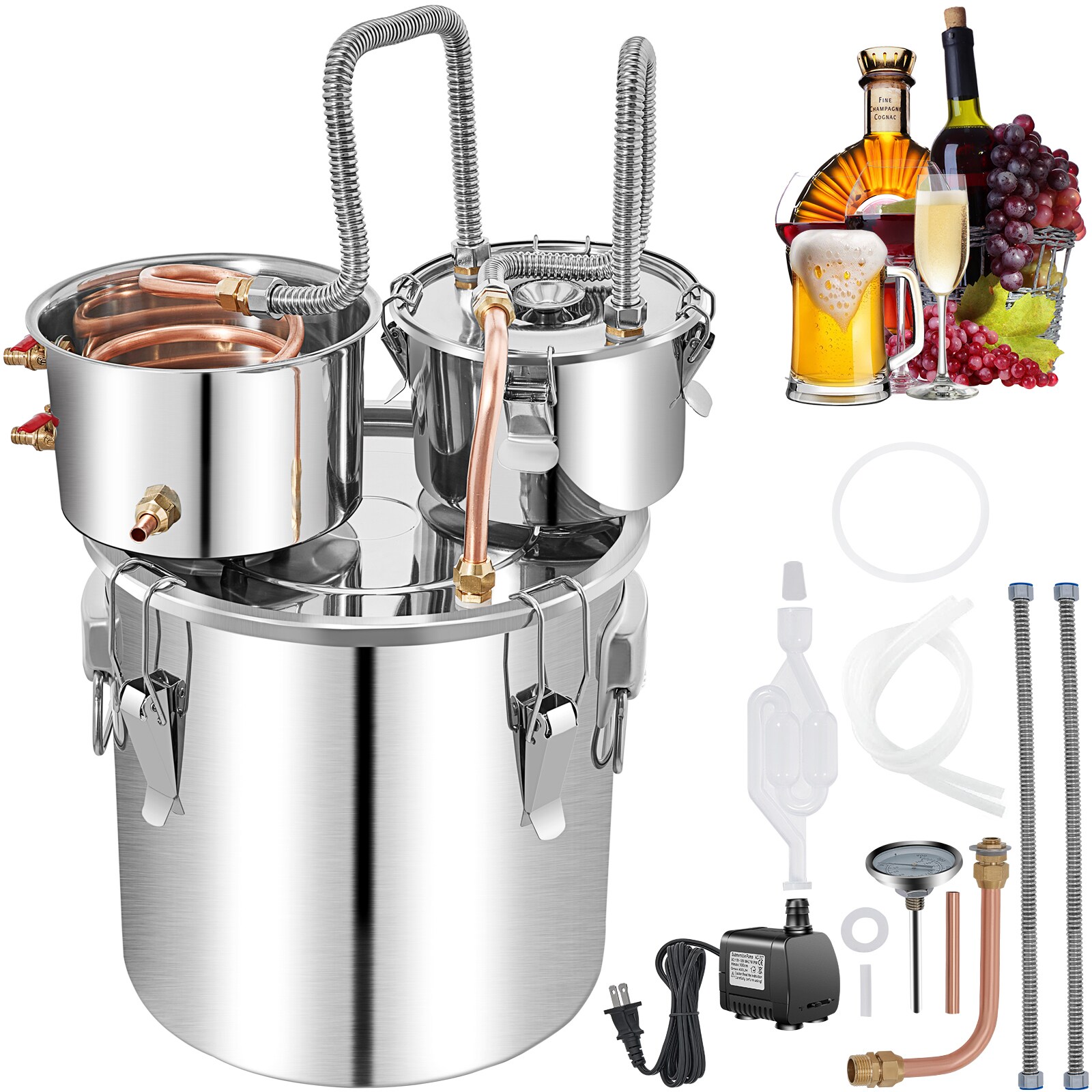 SVOPES SVOPESZLQSLNT03356V1 2 Condensing Bucket Alcohol still