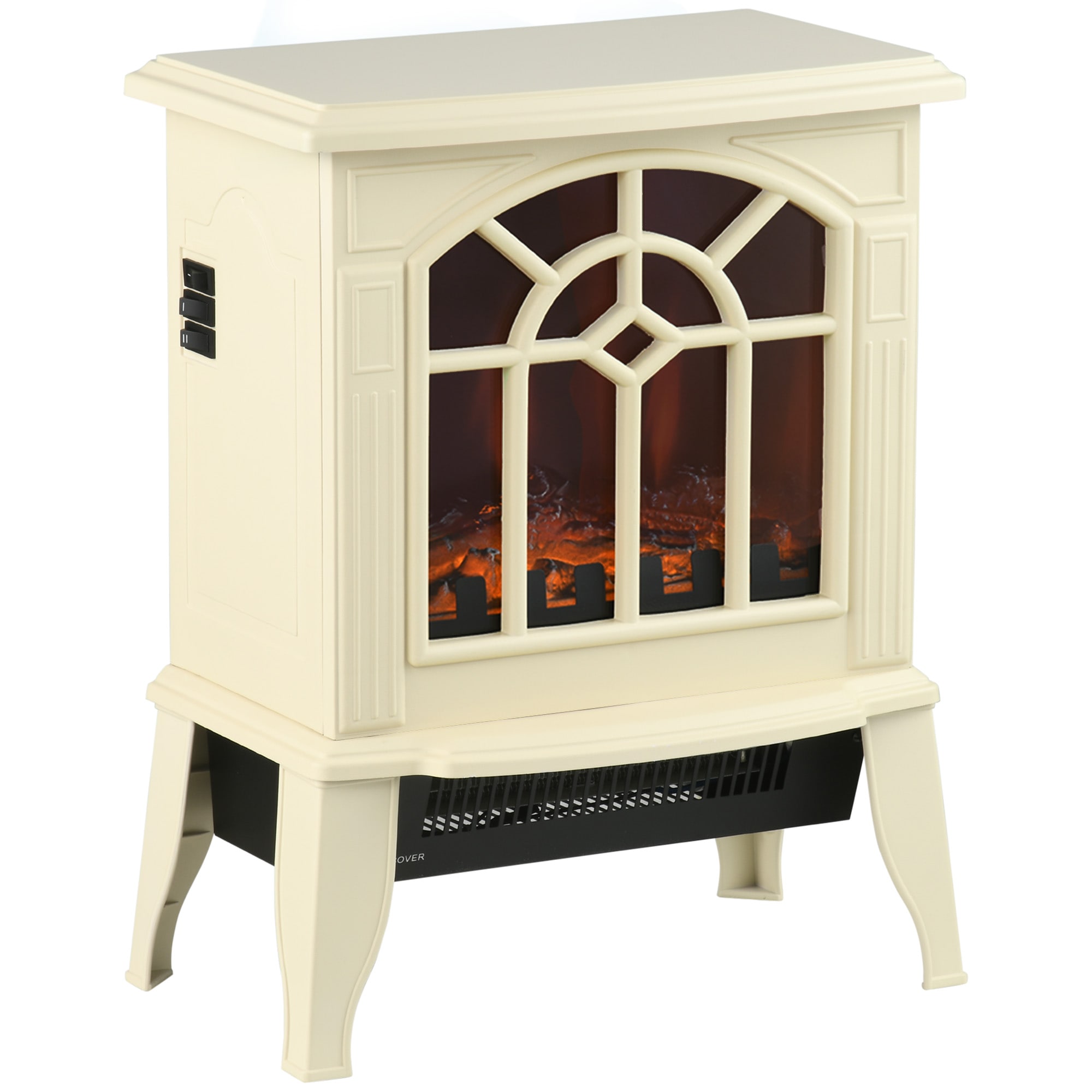 Bayfeve 15-in W Cream White Free standing Fan-forced Corner or Flat Wall Electric Fireplace