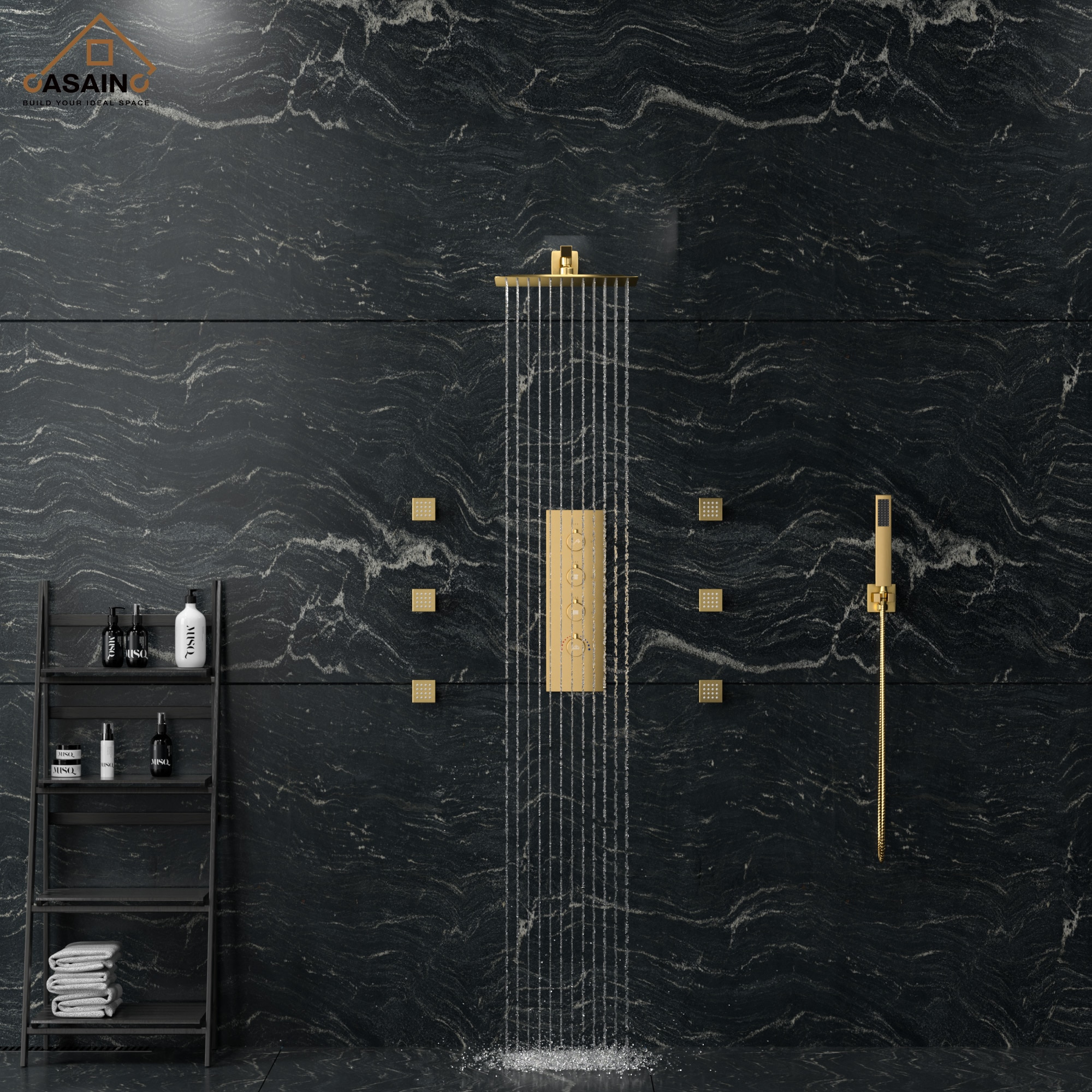CASAINC CS6077-BG Showerhead-Bar-Panels - View #6