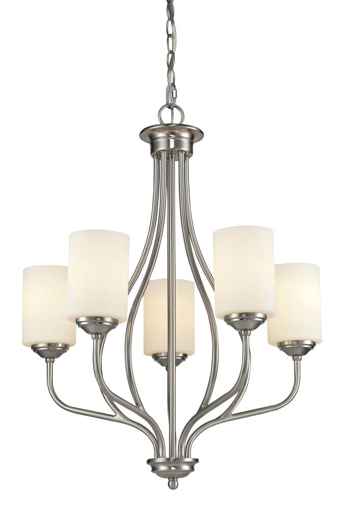 Z-Lite 434-5-BN Cardinal 5 -Light Brushed Nickel Transitional For Use in Dining Rooms, Foyers, Kitchens, Living Rooms Chandelier