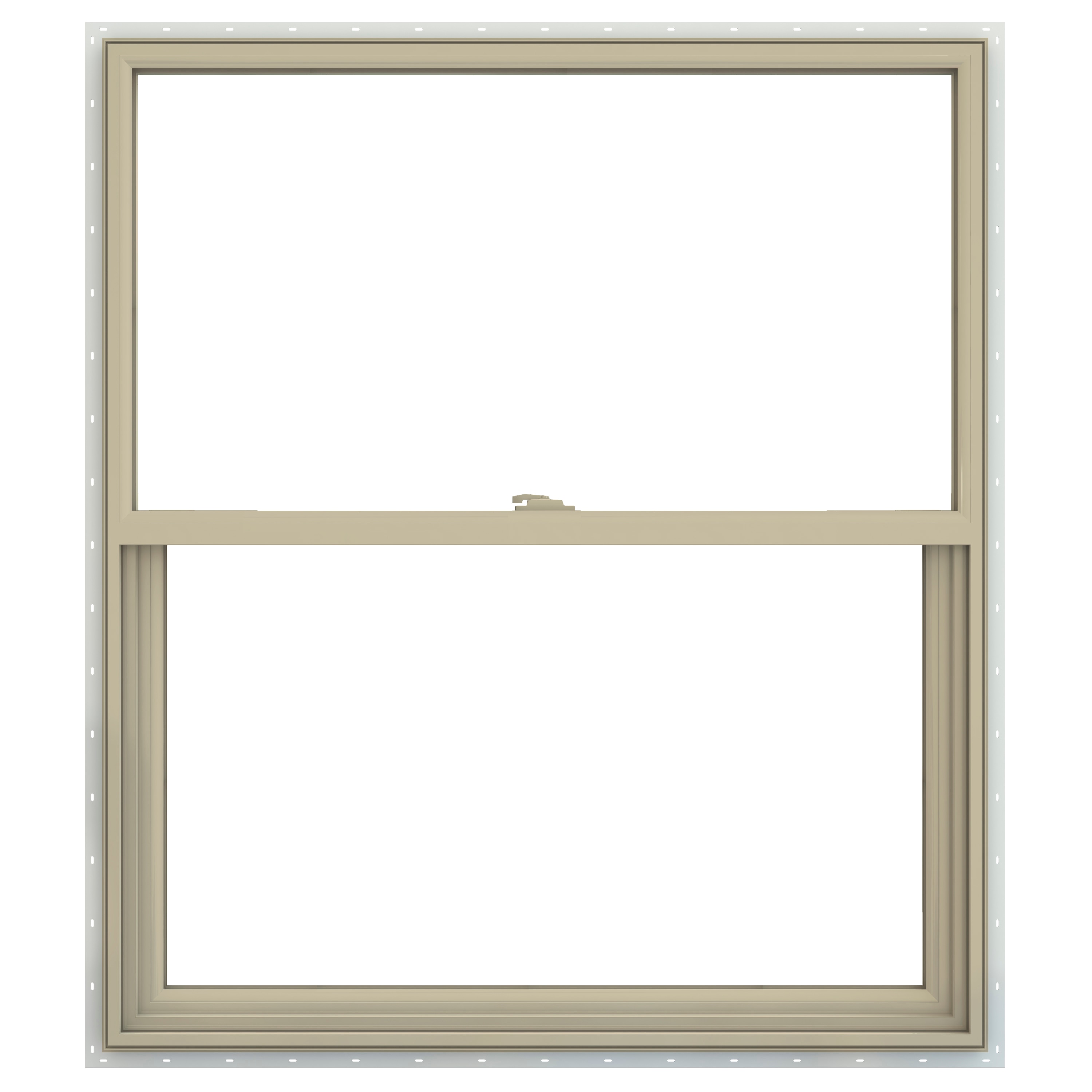JELD-WEN LOWOLJW143800818 V-2500 29-1/2-in x 35-1/2-in Almond Exterior Vinyl New construction Single Hung Window Low-E argon Double Pane Glass (Full Screen Included)