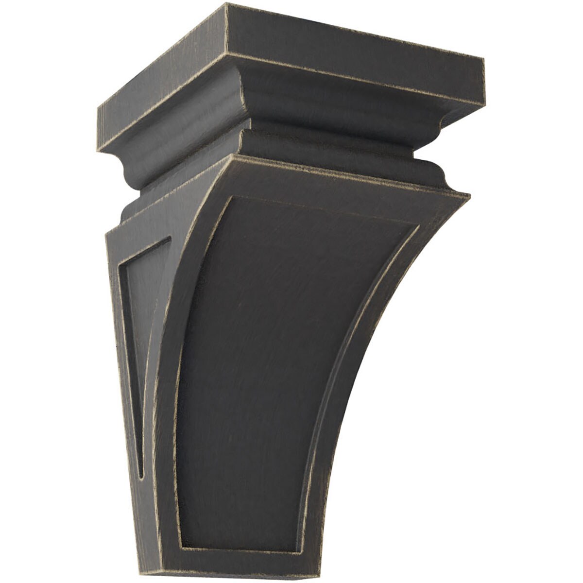 Ekena Millwork CORWD03X03X06NEBL 3.5-in x 3.75-in x 6-in Vintage Decor Finished Rubberwood Black Wood Paintable/Stainable Corbel