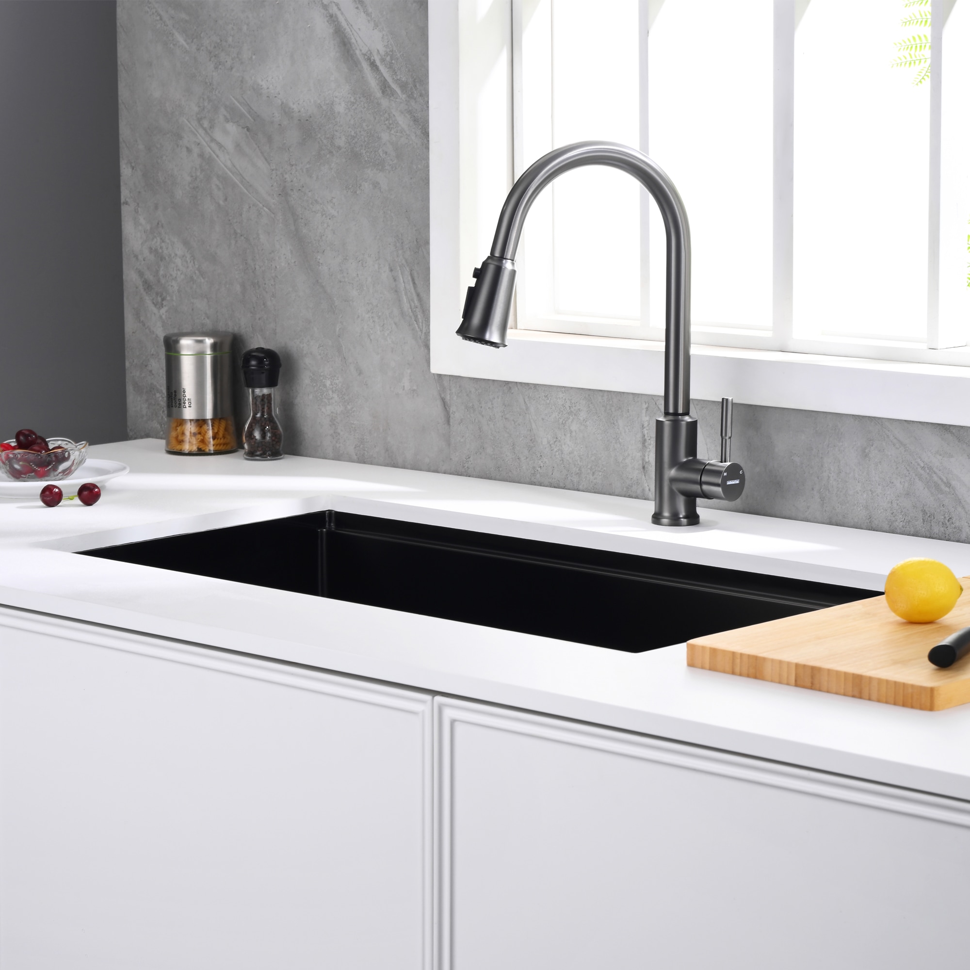 Trivework AQKS04-BL-331908-DZ 33 by 19 Inch Undermount Single Bowl Stainless Steel Workstation Kitchen Sink