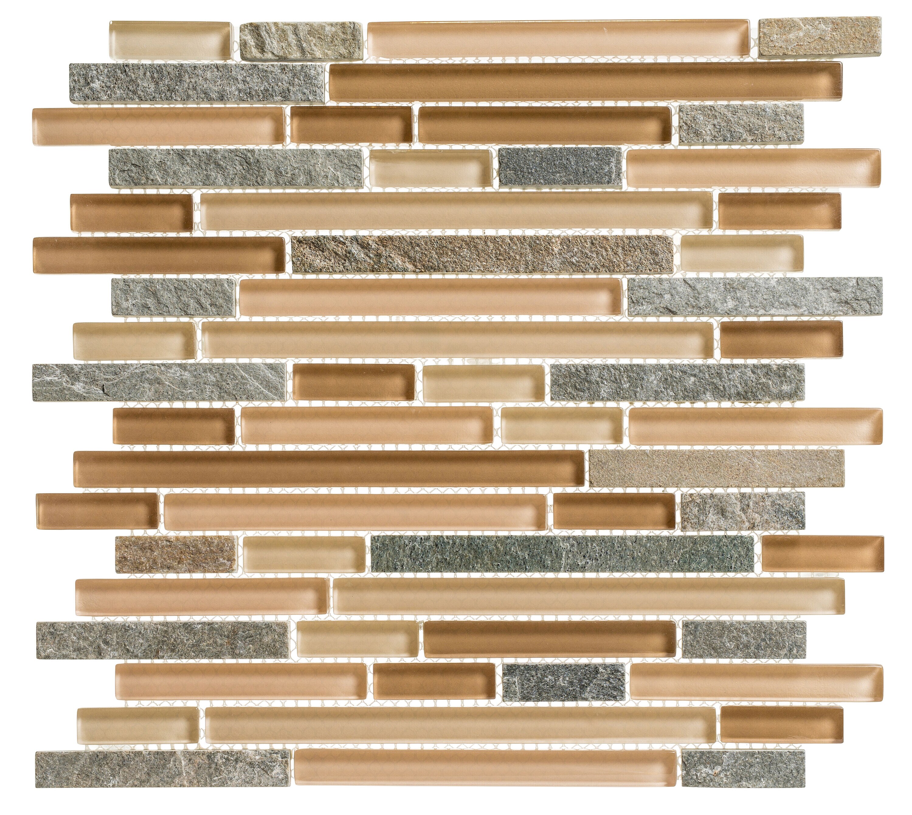 Andova Tiles SAM-ANDWRI857 Sample- Topia 6-in x 6-in Frosted Glass/Metal/Stone Brick Look Floor and Wall Tile
