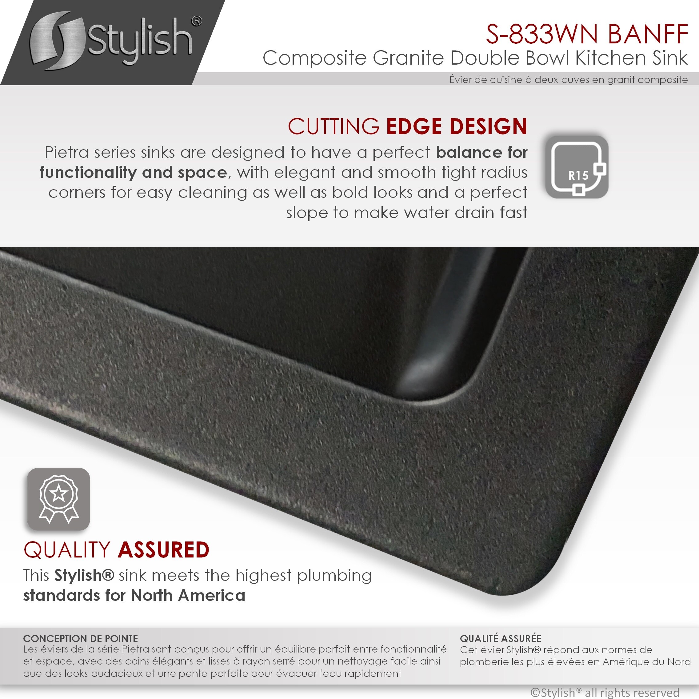 Stylish S-833WN Kitchen-Sinks - View #4