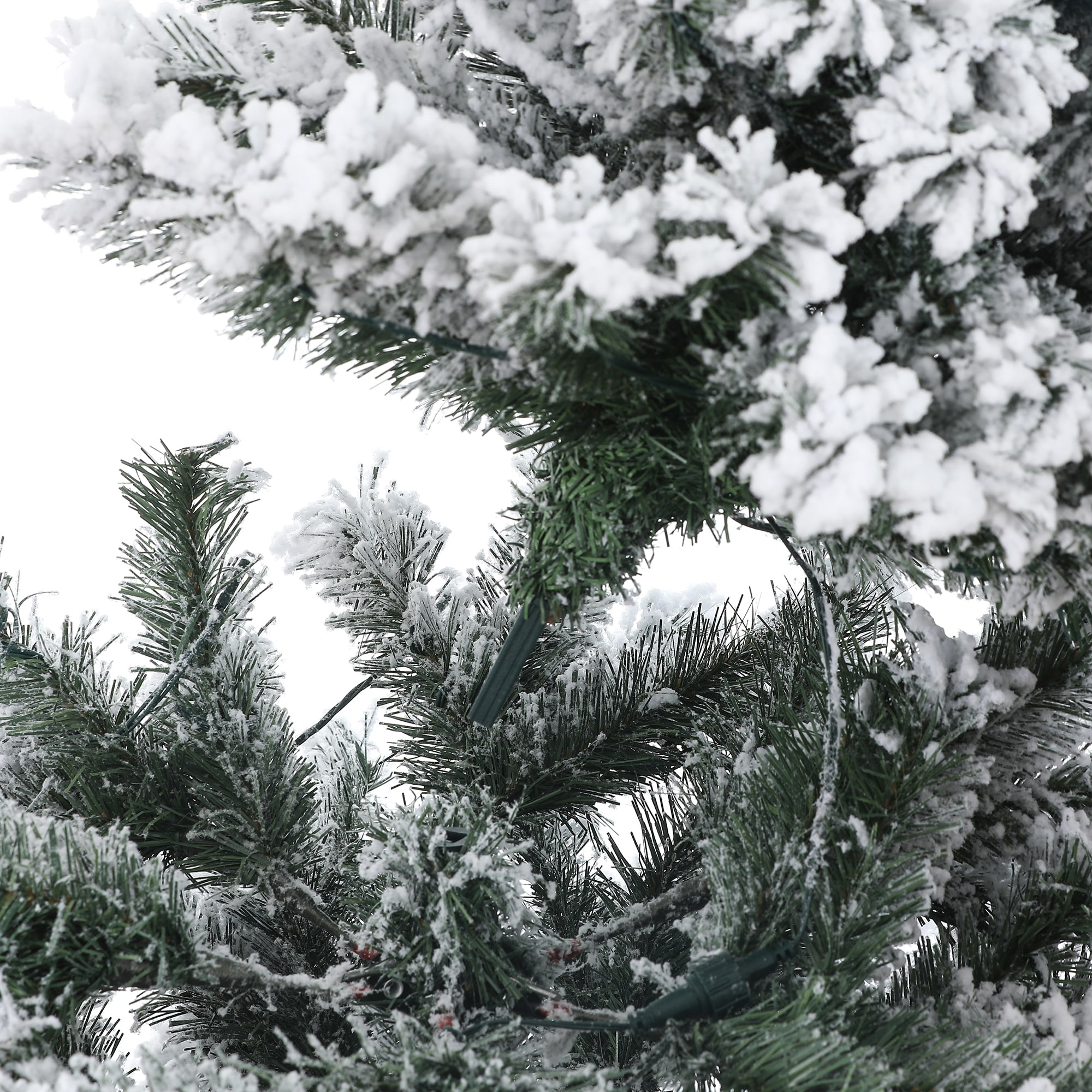 7-Foot White Flocked Spruce Artificial Christmas Tree with LED Lights