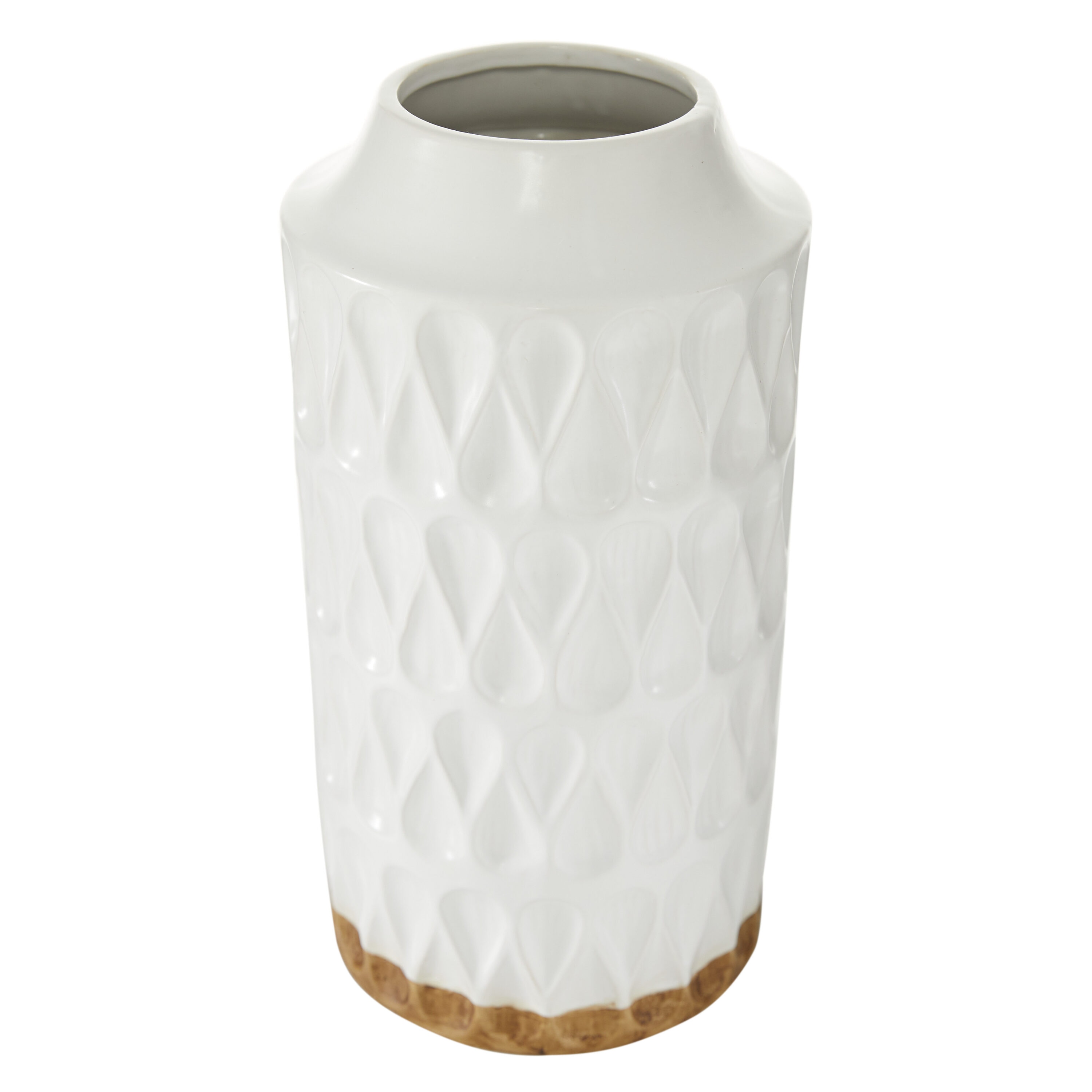 White and Brown Geometric Porcelain Table Vase