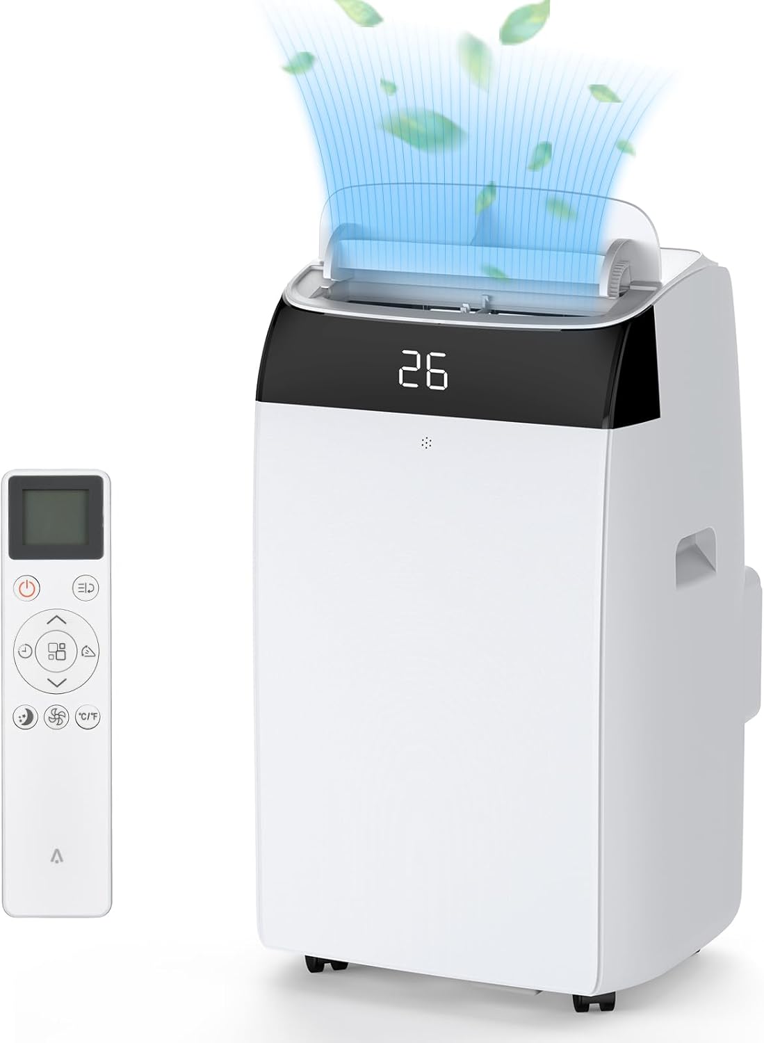 IdealHouse 12000 BTU Portable Air Conditioner with Dehumidifier Compact Small AC Unit for Rooms up to 550 Sq Ft Easy Mobility with Wheels Includes Remote Control and Window Exhaust Installation Kit