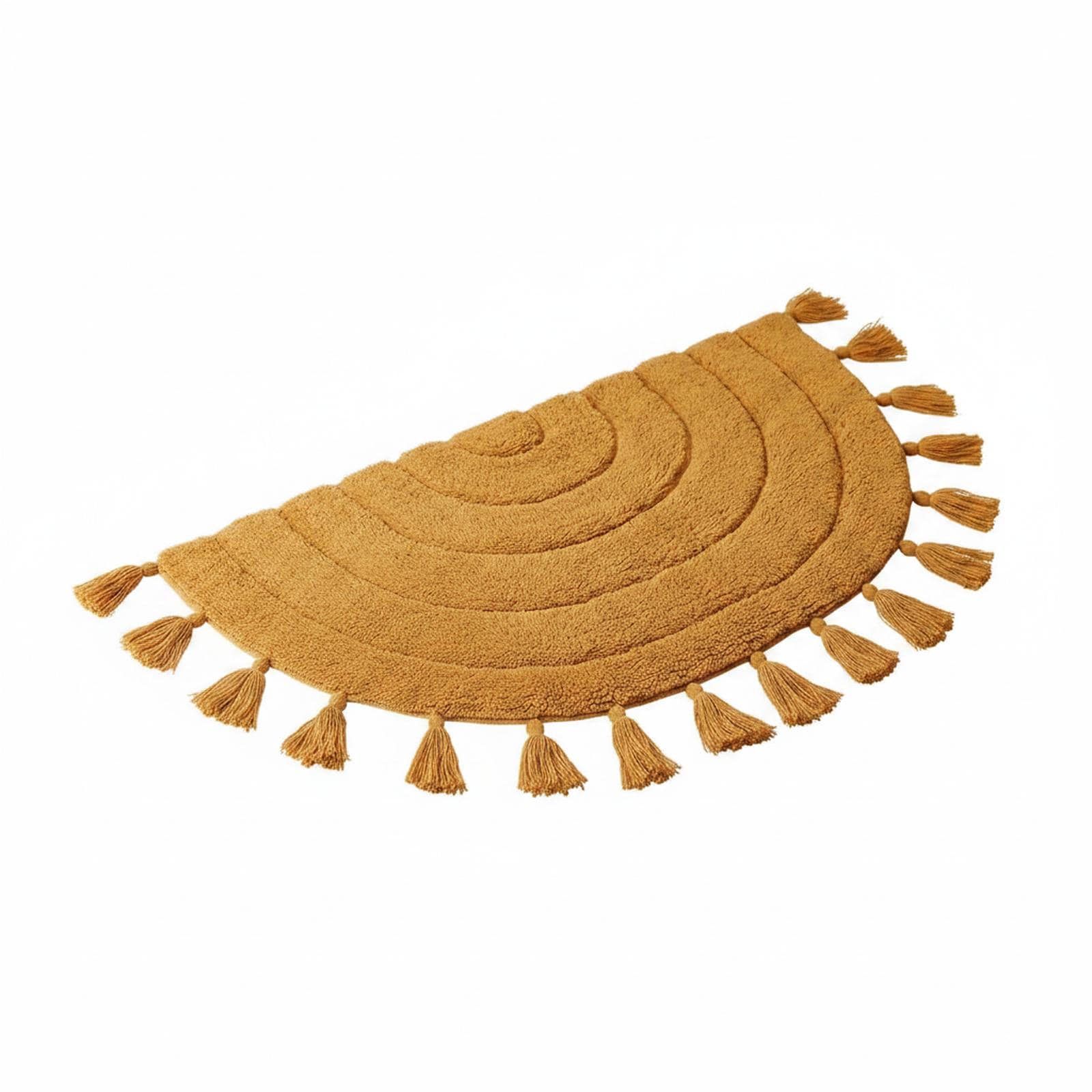 Paradigms Interiors Boho Half Circle Rug With Tassels Soft Cotton Non-slip Absorbent Crochet For Bathroom Bedroom Decor
