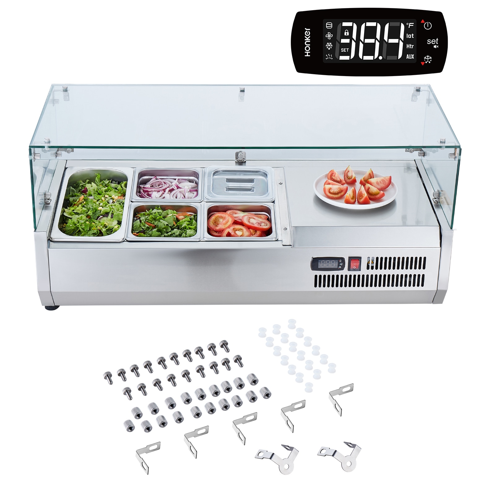 SVOPES SCBLZLZDWTGH03162V1 40-Inch Refrigerated Prep Station 39.17-in 304 Stainless Steel Refrigerated Salad prep table