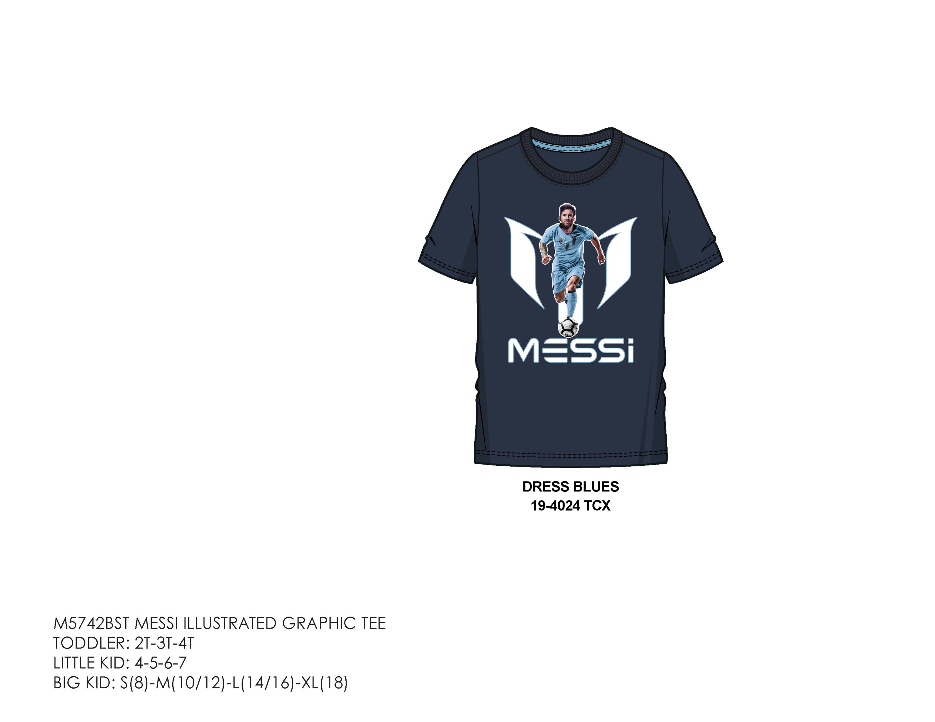 MESSI COLLECTION Boys' Blue Light weight Knit Short sleeve Graphic T-shirt ( L )