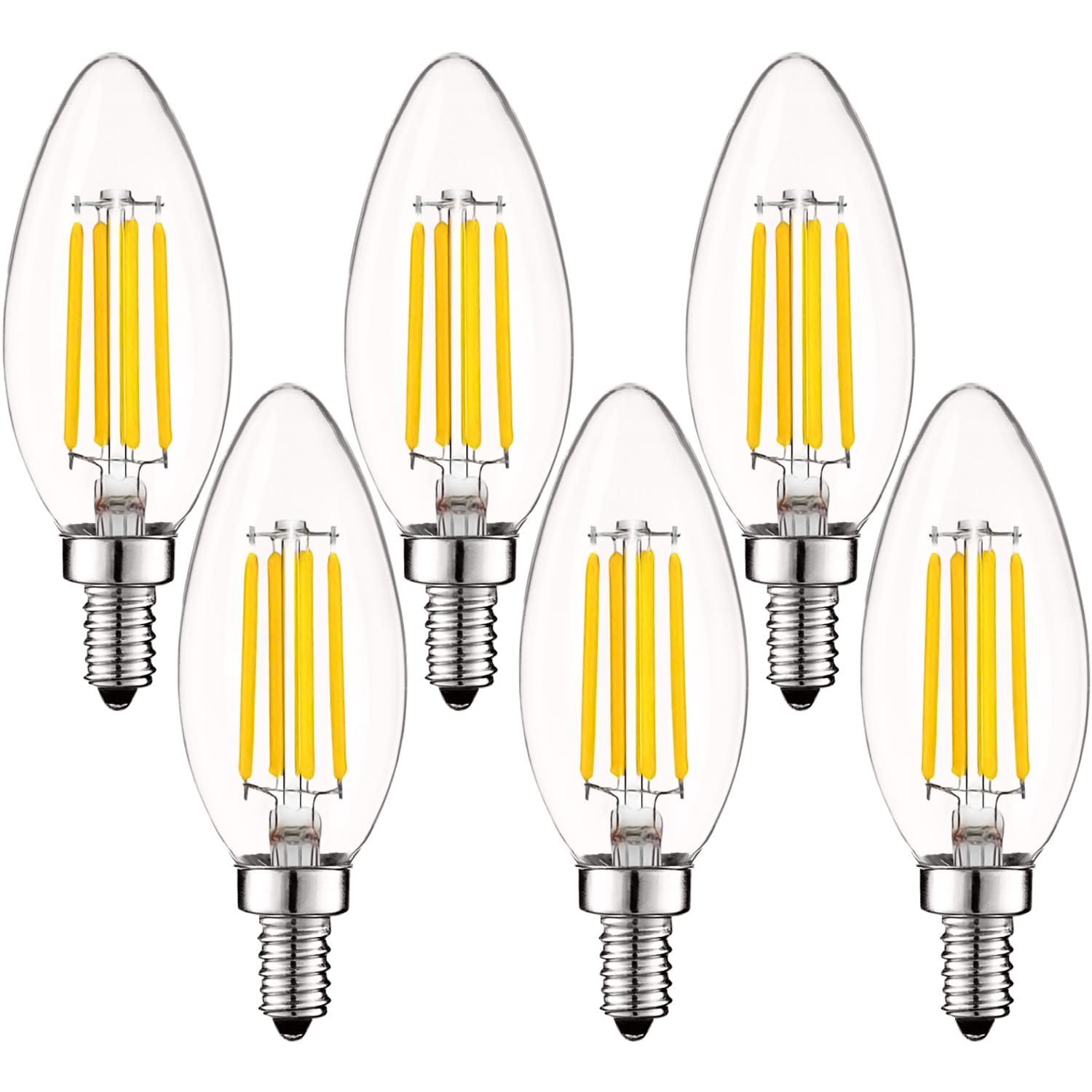 Luxrite LR21645-6PK 60 -Watt EQ B11 Neutral white Candelabra base (E-12) Dimmable LED Decorative Light Bulb 6 -Pack