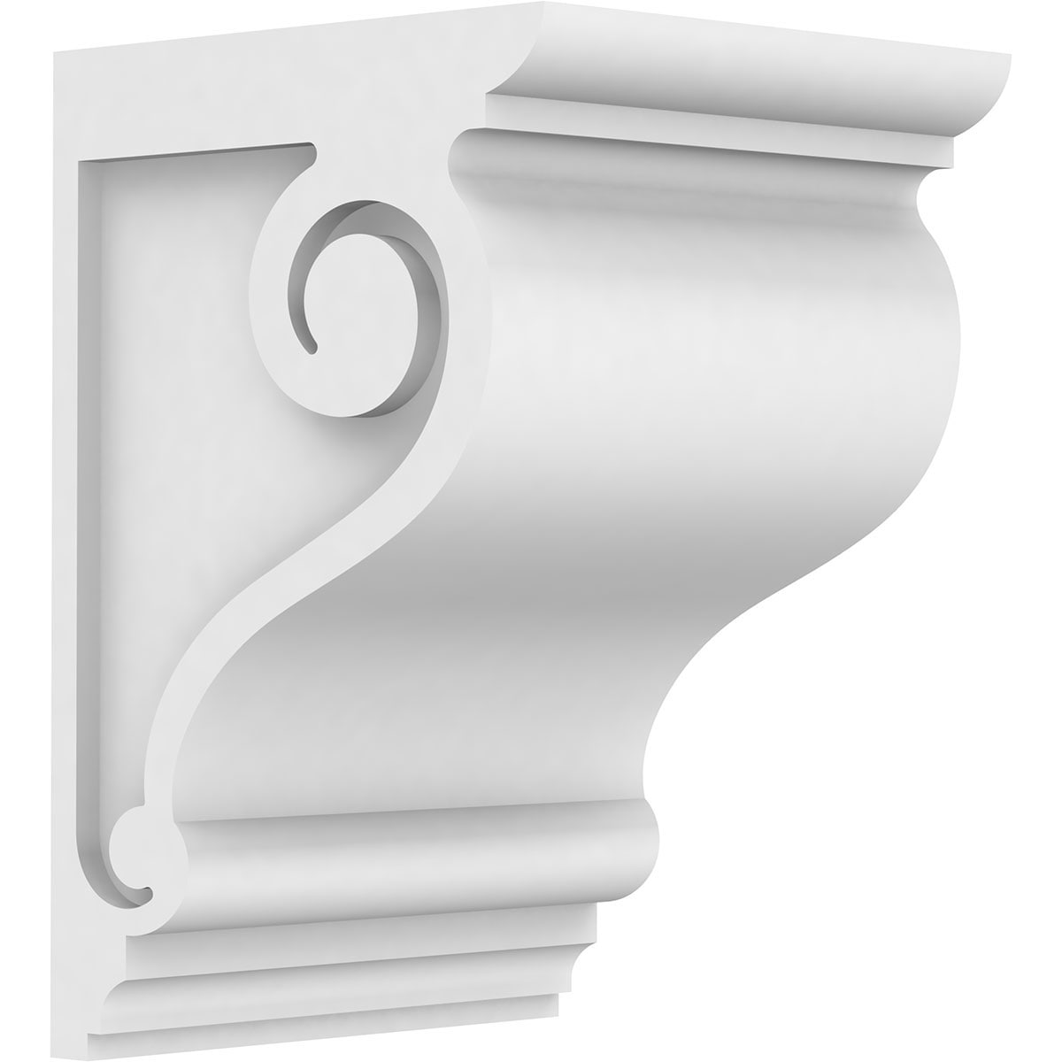 Ekena Millwork CORP07X08X12SCR 7-in x 8-in x 12-in Standard scroll Unfinished White PVC Paintable Corbel
