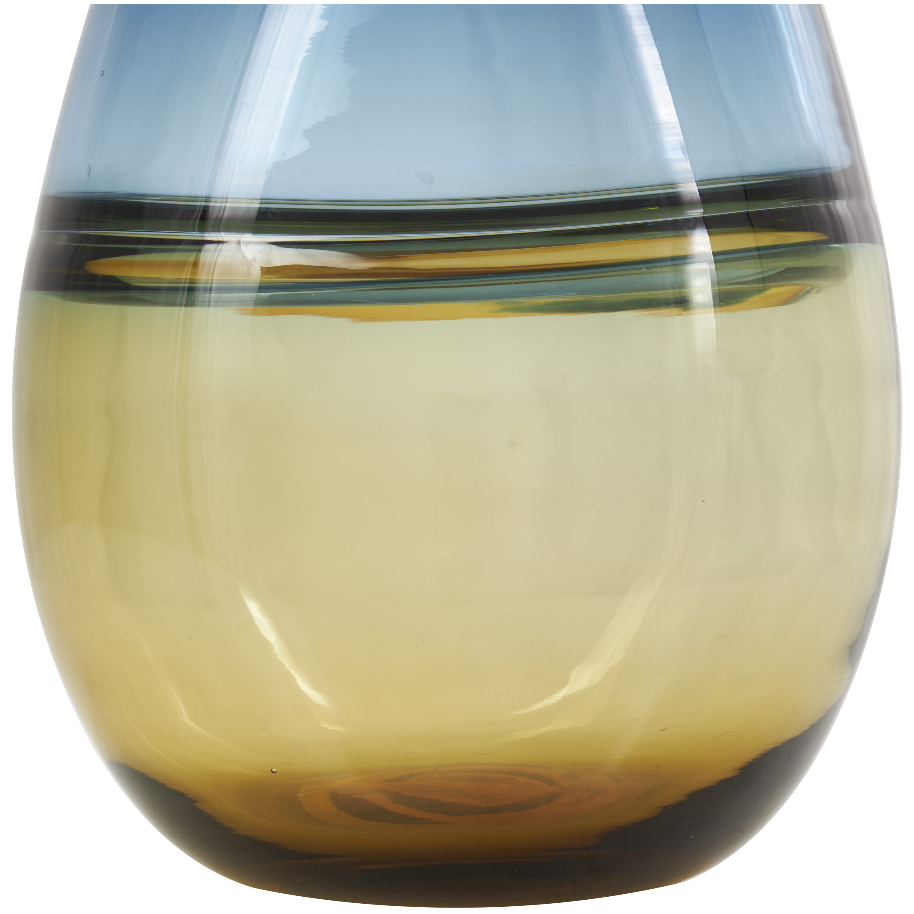 Handcrafted Blue and Amber Glass Table Vase