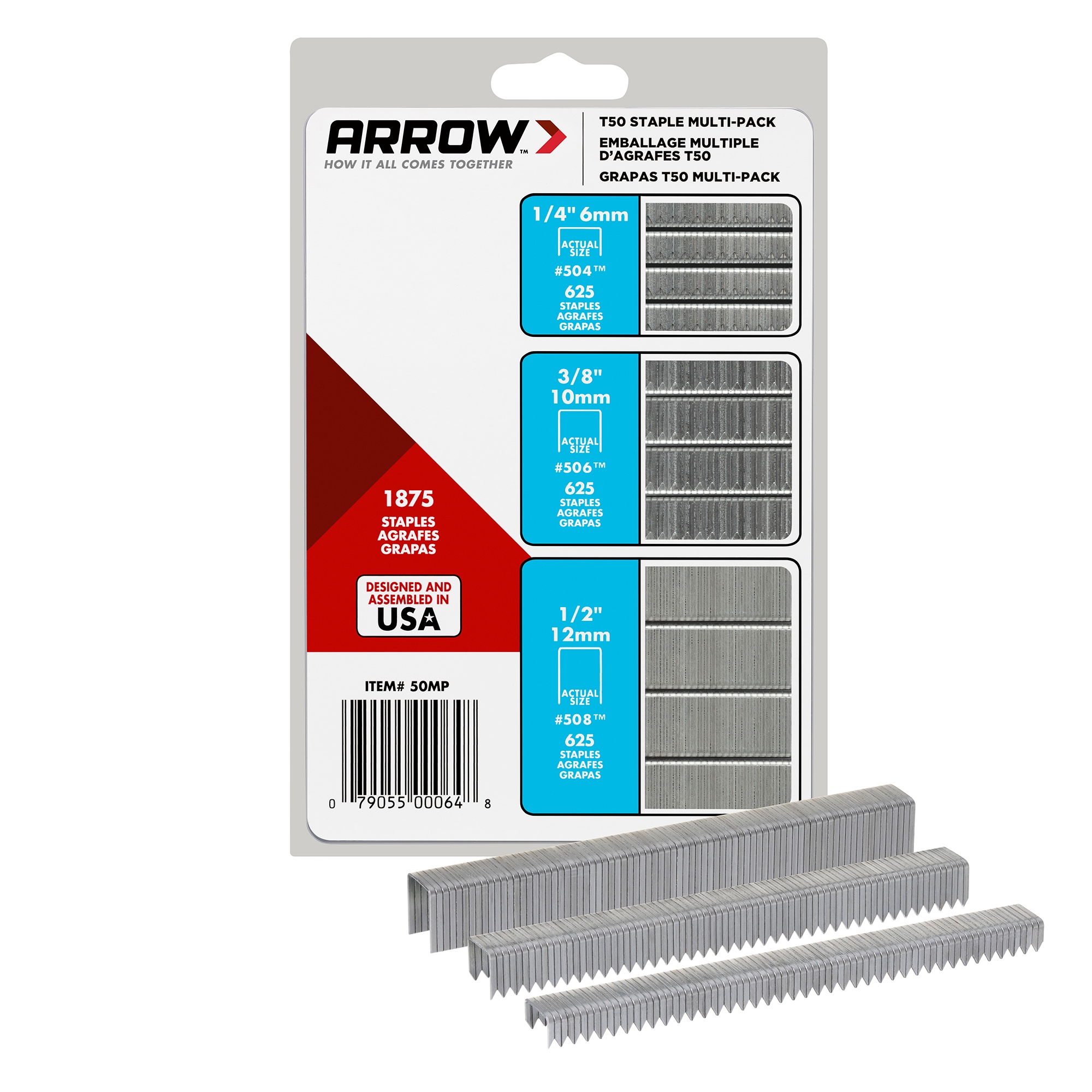 Arrow 1/2 inch T50 Staples - 1,250 Count Galvanized Steel Chisel Point  Staples