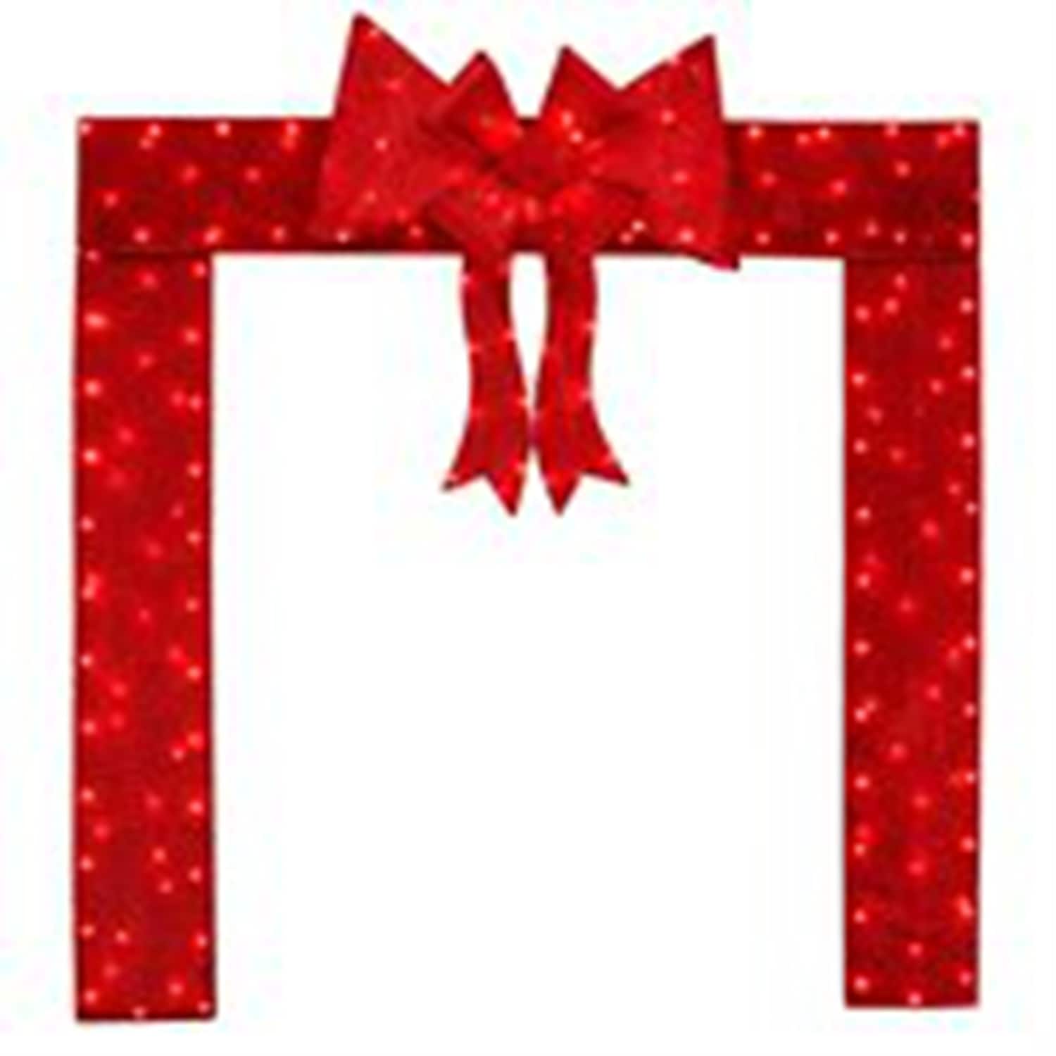 Costway CSHY001552 Lighted Christmas Doorway Arch with 240 LED Lights Removable Bow Mounting Screws