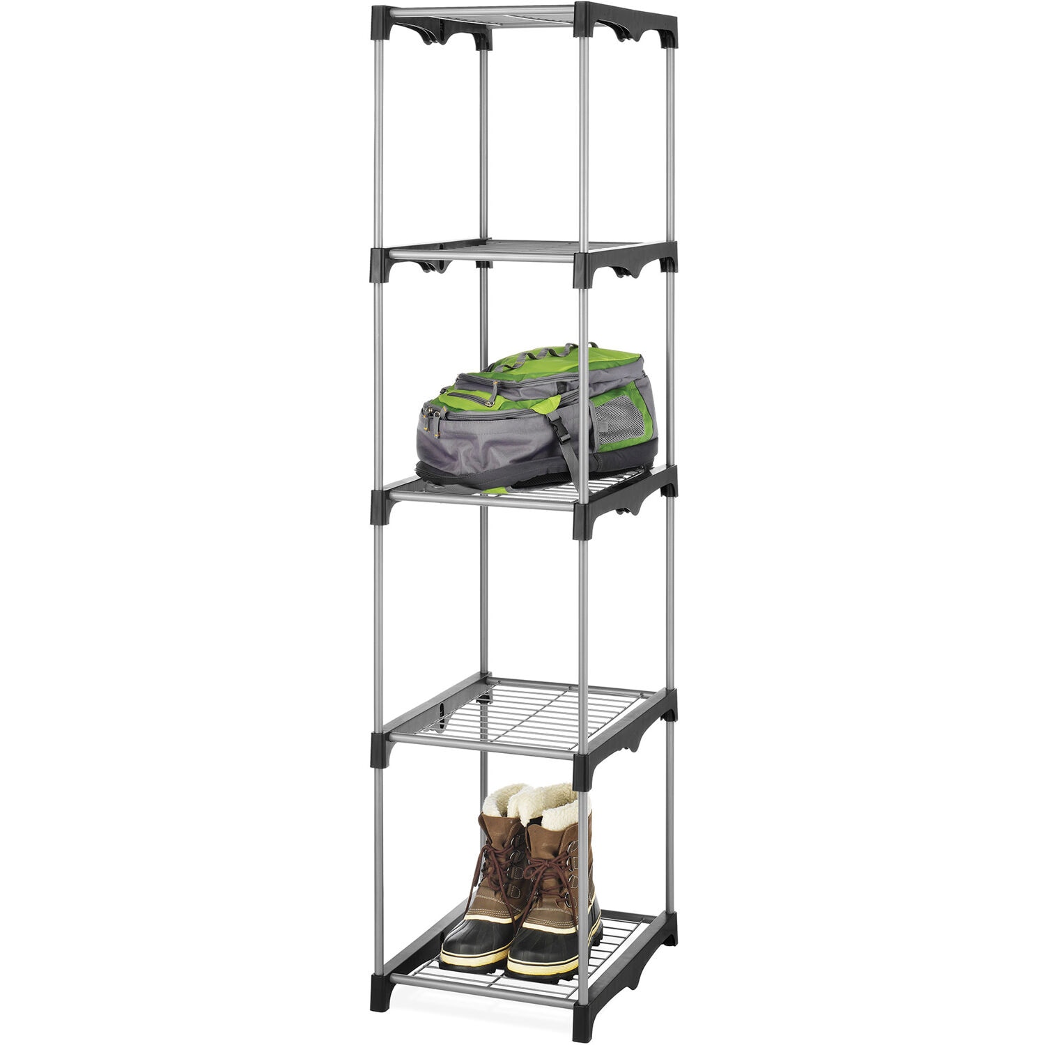 Whitmor 6779-4415 Metal Heavy Duty 5 -Tier Upright ( 15.5-in W x 19.5-in D x 68-in H ) ( Silver , ( 20 lbs. Capacity Per Shelf )