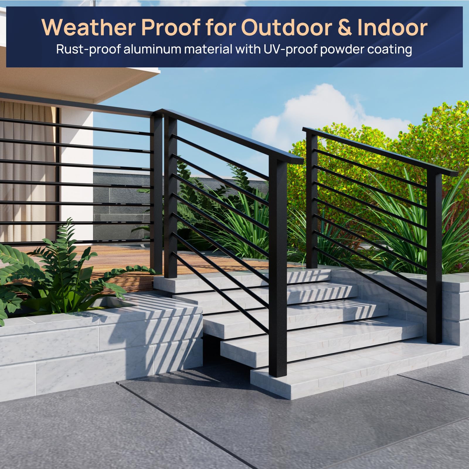 Etokfoks 10 ft Aluminum Baluster with Matte Black Finish Weather ...