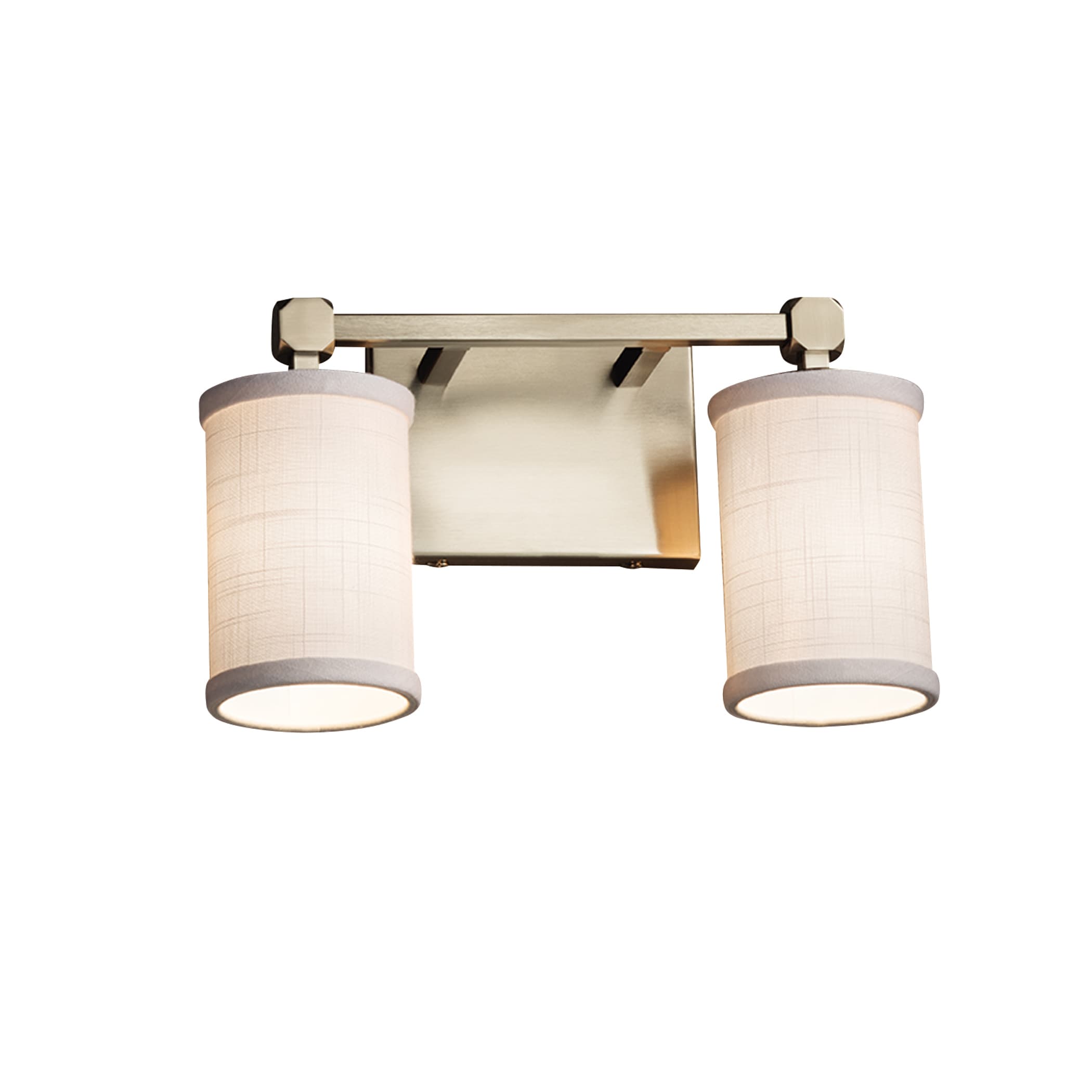 Justice Design Group FAB-8422-10-WHTE-NC Textile 13-in 2-Light Brushed Nickel Transitional Vanity Light