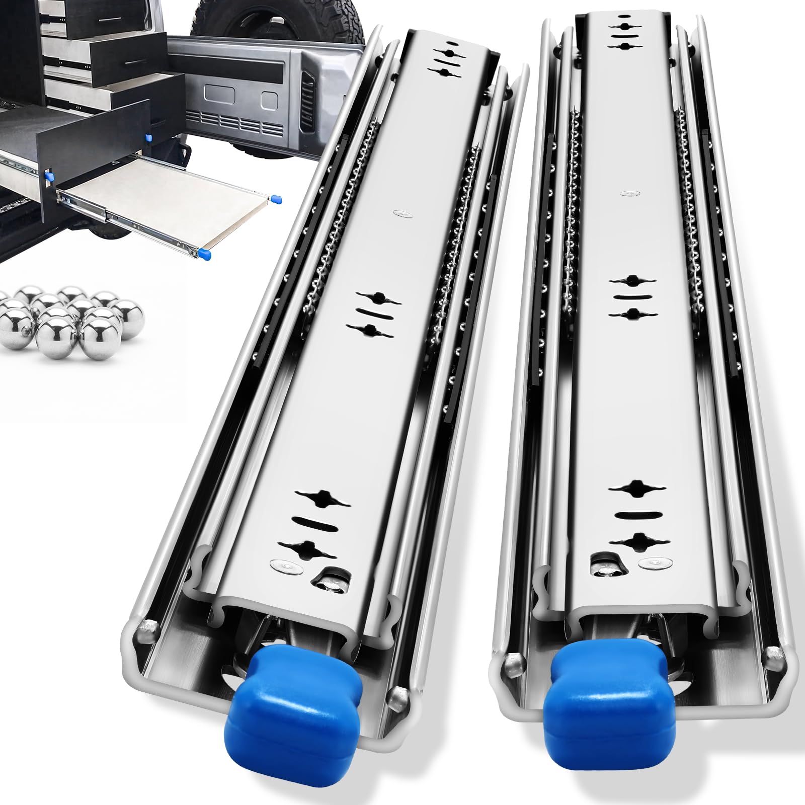 Adrinfly  Heavy Duty Locking Drawer Slides Full Extension Side Mount Ball Bearing Rails Track Glides 20 Inch 250 Lbs Load Capacity 1 Pair