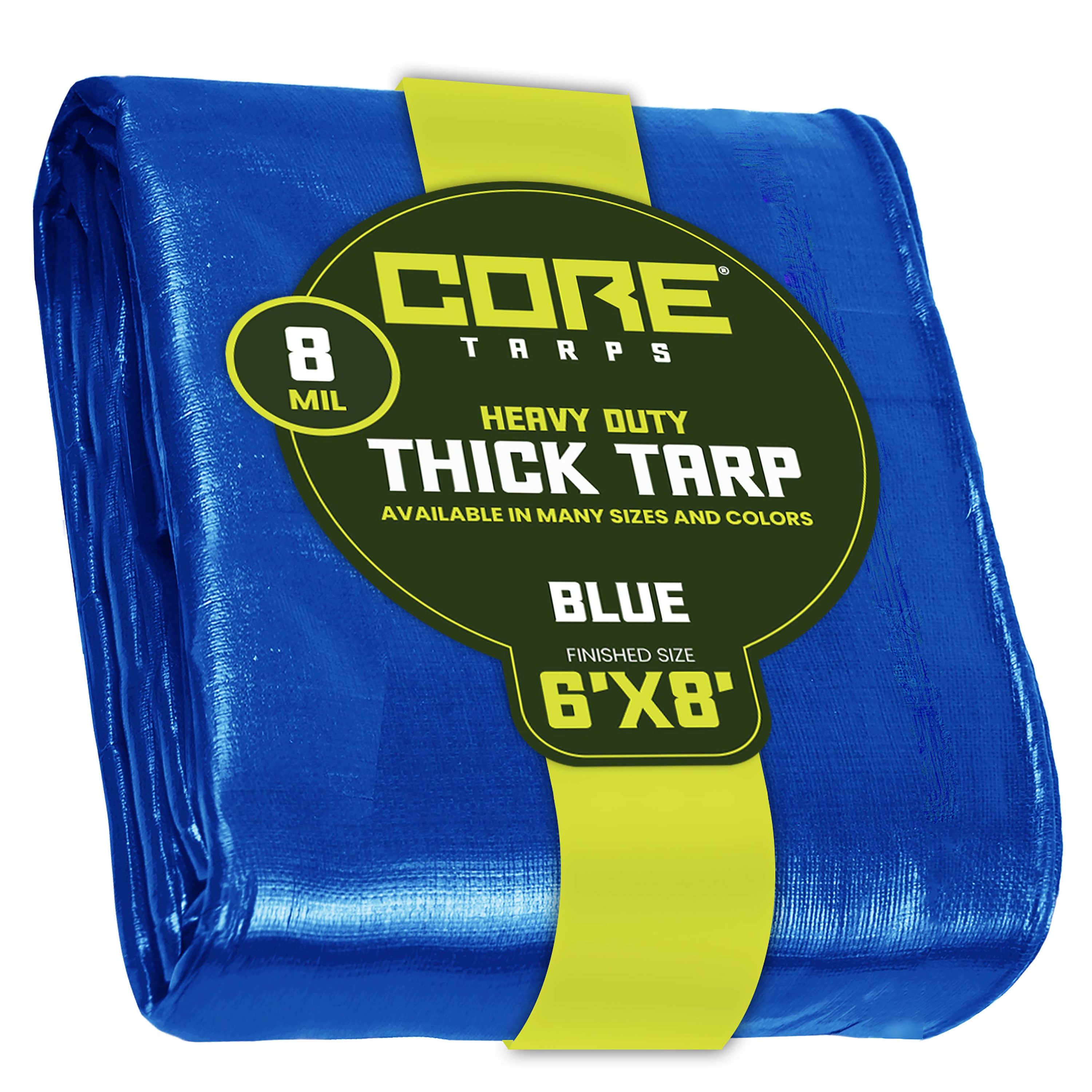 Core Tarps CT-405-6X8 6-ft x 8-ft Blue Waterproof Commercial Polyethylene 8-Mils Tarp