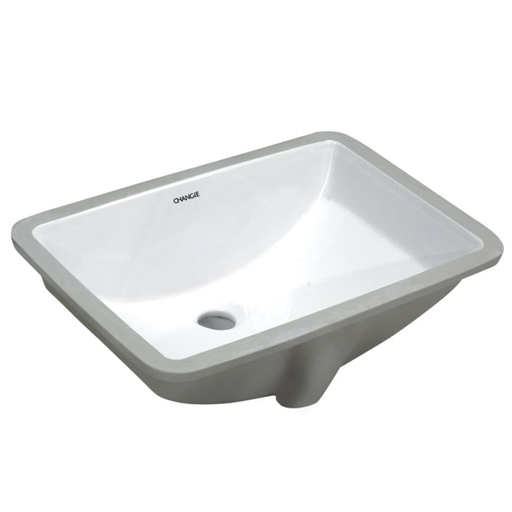 CASAINC CQ1612W Vanity sink Porcelain Undermount Rectangular Trough Modern White Bathroom Sink ( 18-Inches x 12-Inches )