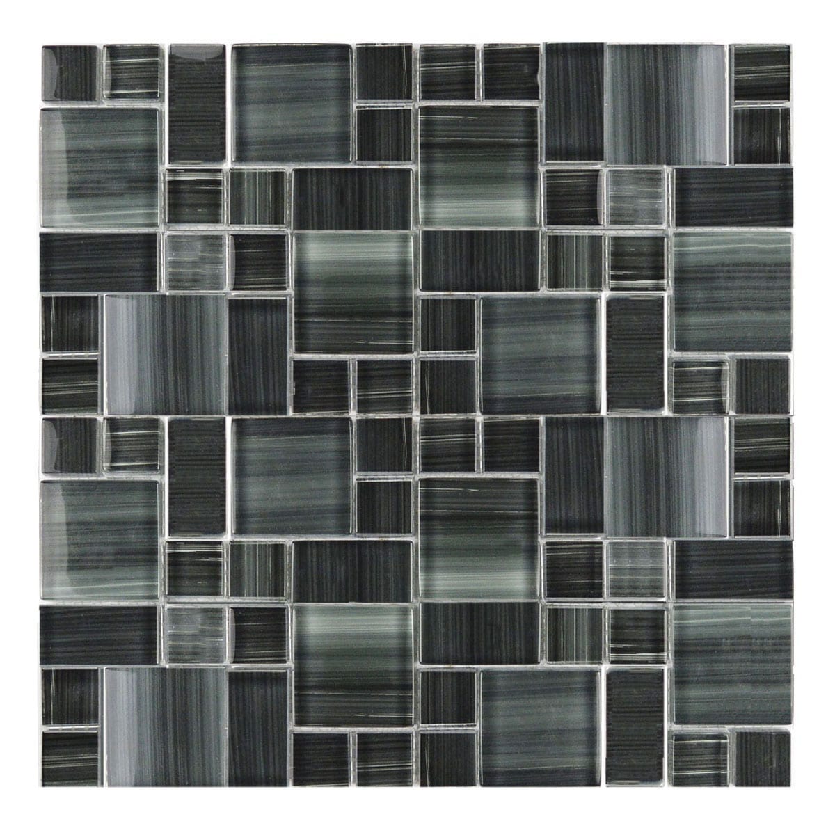 Abolos LWSHDCMGC-LA Handicraft II Lagoon/Glossy matte 12-in x 12-in Multi-finish Glass Patterned Mosaic Wall Tile ( 13.65-sq ft Carton )