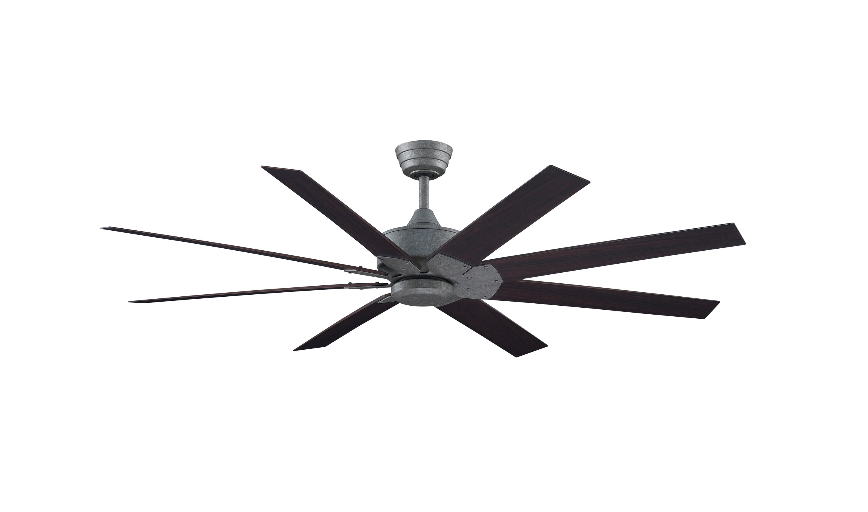 Levon Custom 64-in Galvanized Indoor/Outdoor Smart Ceiling Fan with Remote (8-Blade) Walnut | - Fanimation FPD7912BGZ-64DWA