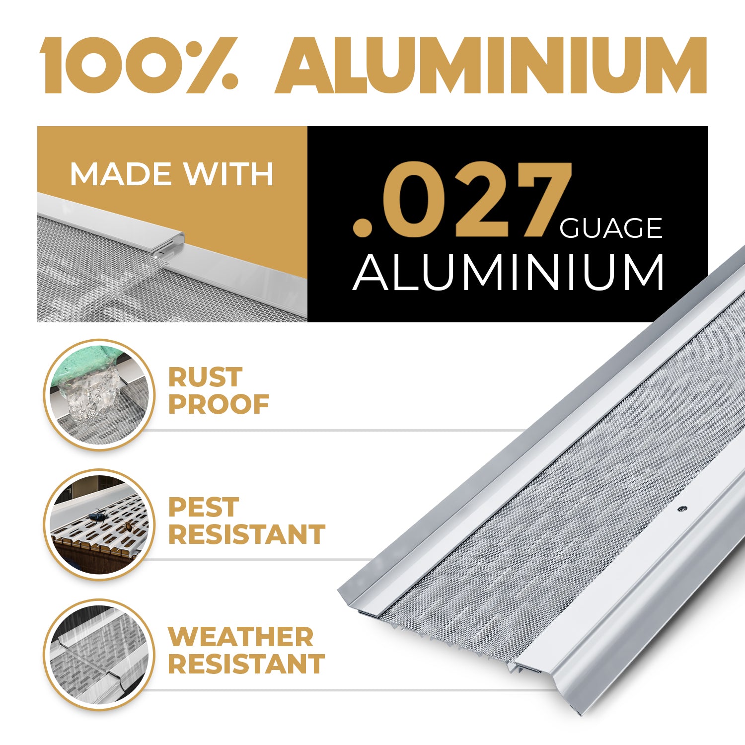 Waterlock Micromesh Aluminum K-Style (5-in x 60-in) Gutter Guard 5-Pack ...