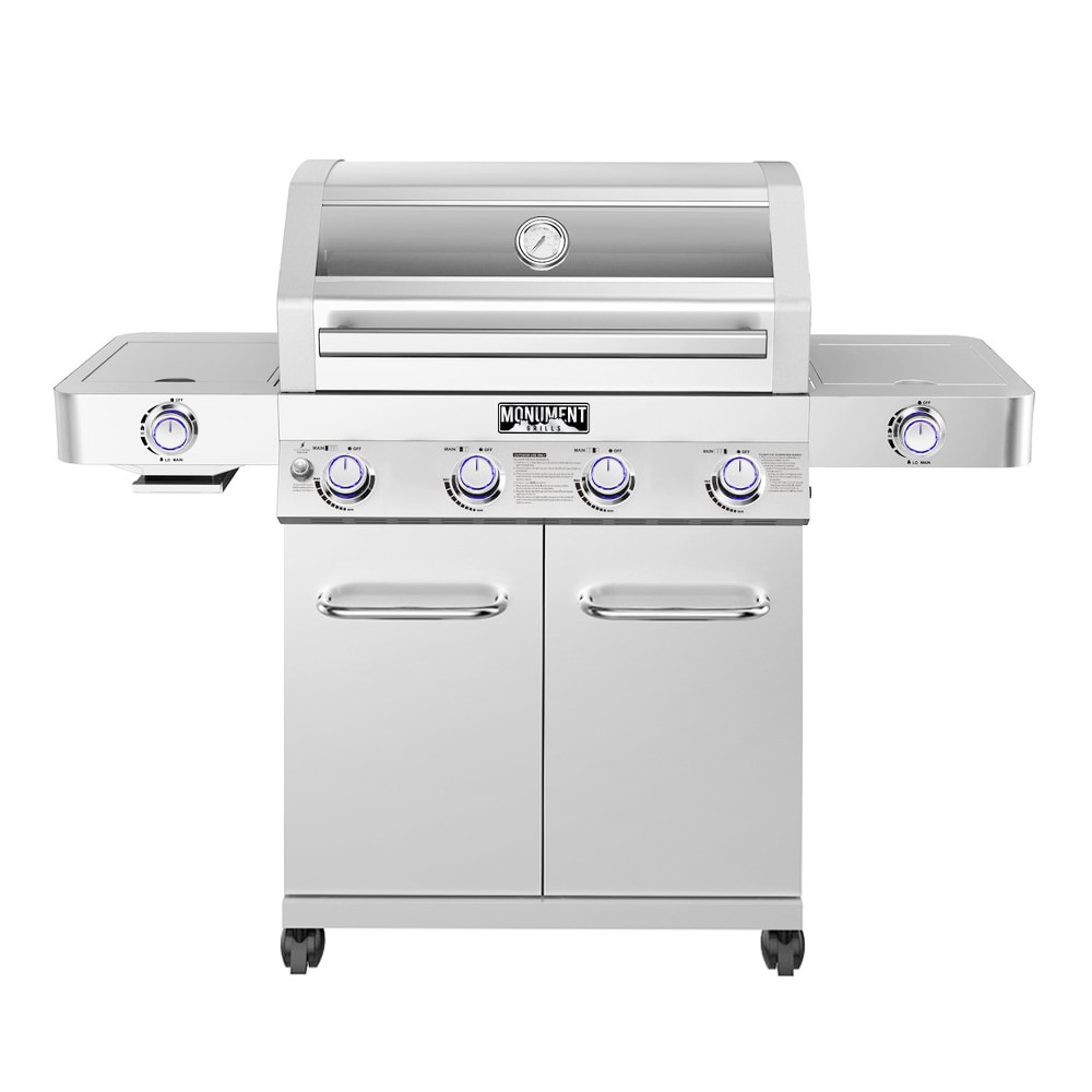 Monument Clearview Stainless Steel 4-Burner Liquid Propane Gas Grill with 2 Side Sansujyuku sansujyuku.com