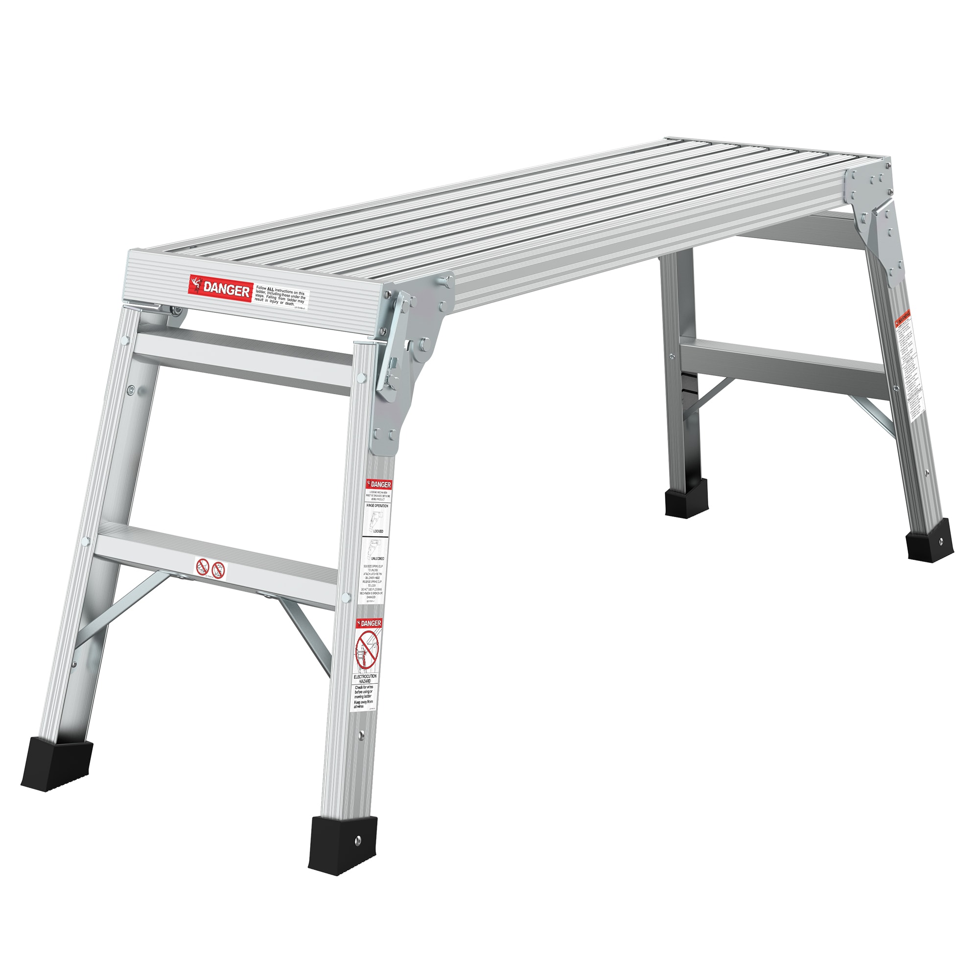 GLANZEND 40 in Aluminum Alloy Folding Work Platform 225 lbs ANSI Load Capacity Portable Bench Step Ladder with Wide Slip Resistant Platform for Painting Car Washing and Camping #6514HLQK3