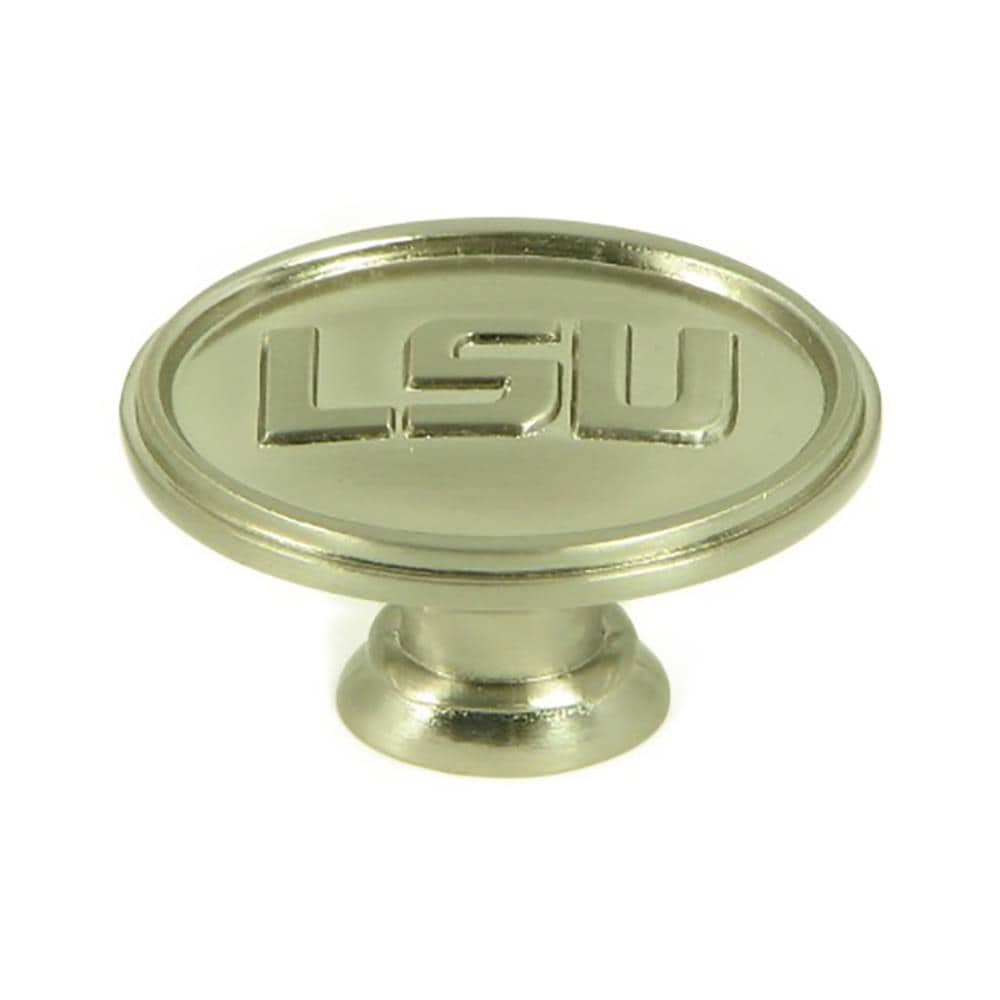Stone Mill Hardware CL81097-SN-LSU Collegiate Hardware Satin Nickel Oval Contemporary Cabinet Knob