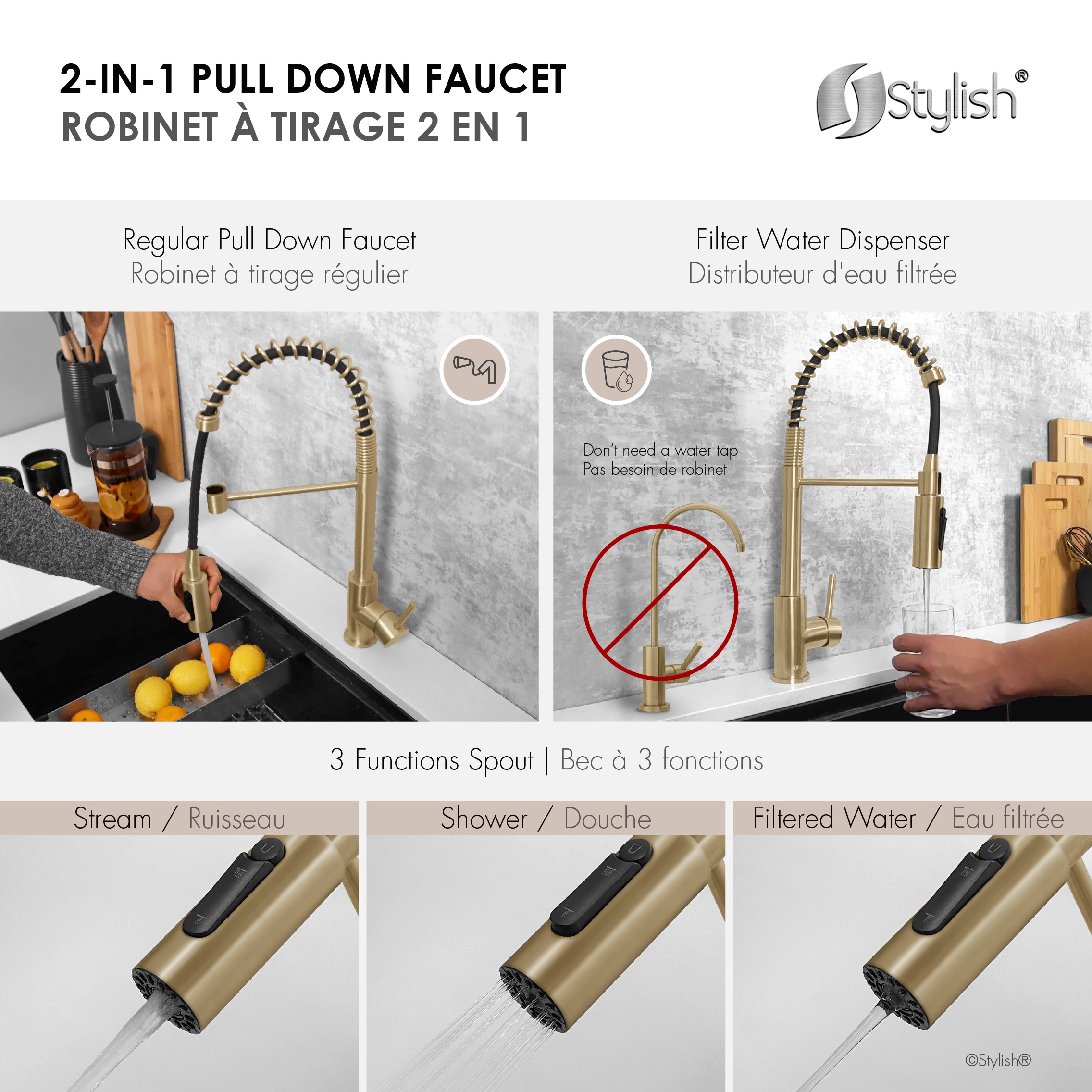 Stylish K-107GR Kitchen-Faucets - View #3