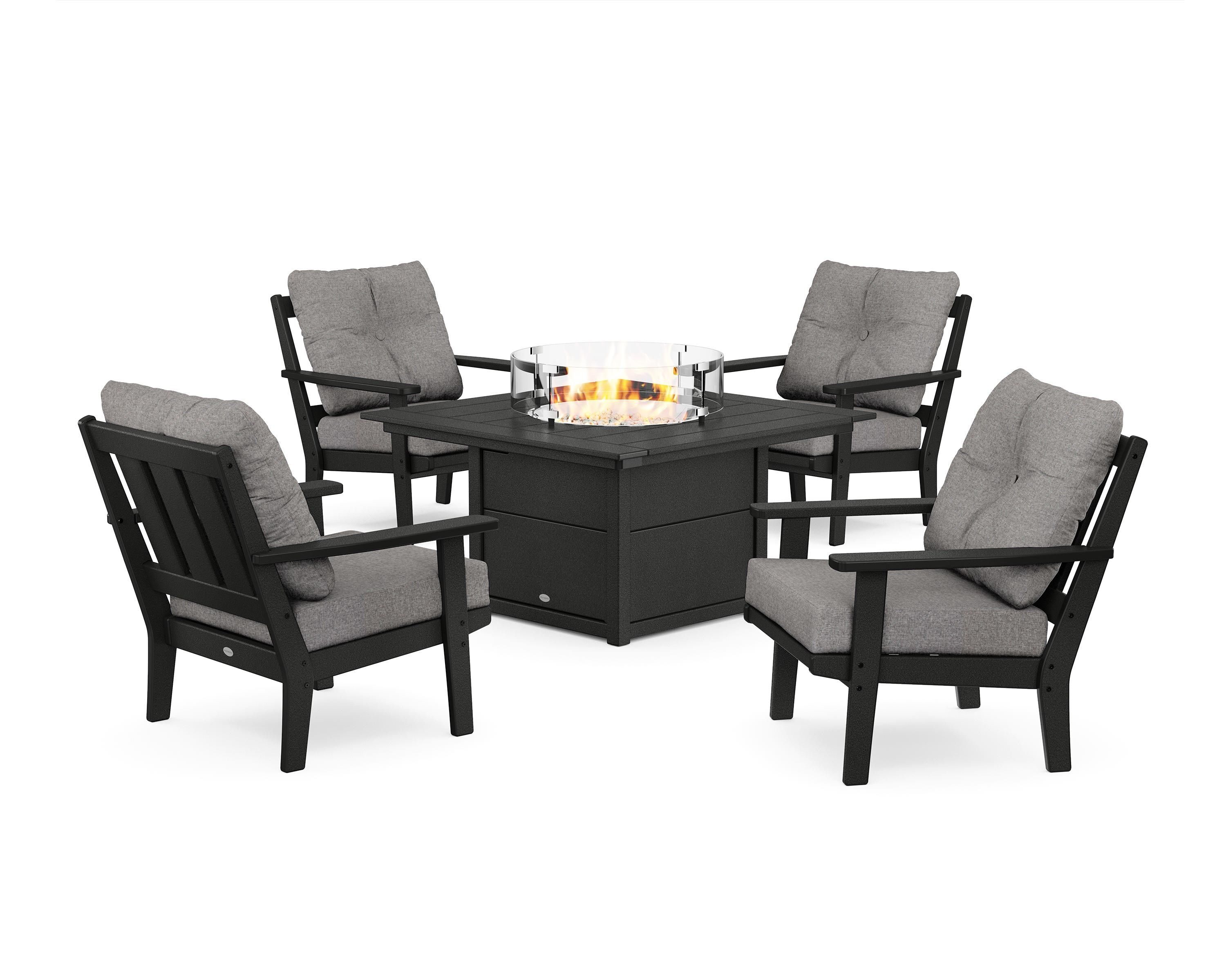 POLYWOOD PWS2141-2-BL145980 Oxford 5 Patio Conversation Set with Cushions
