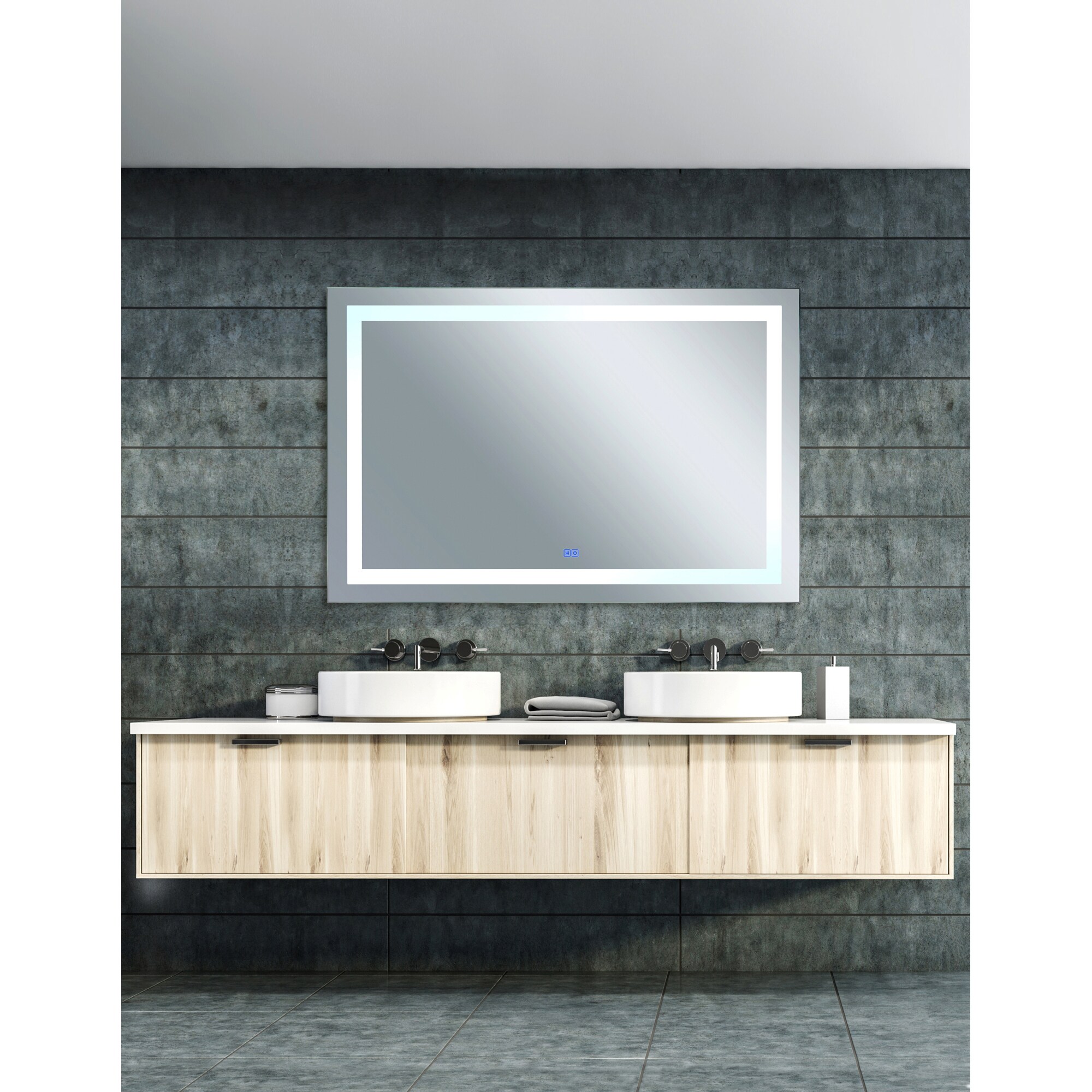 Cordova Unity Backlit Natural-Light LED Mirror with 1-Inch Frosted Continuousl Band - 3 Sizes 48 x 36 x 2