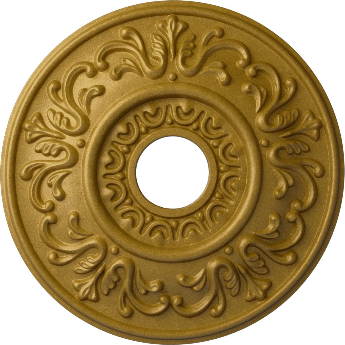Ekena Millwork CM18VLPGS Valletta 18-in W x 18-in L Painted Pharaohs Gold Polyurethane Whole Ceiling Medallion