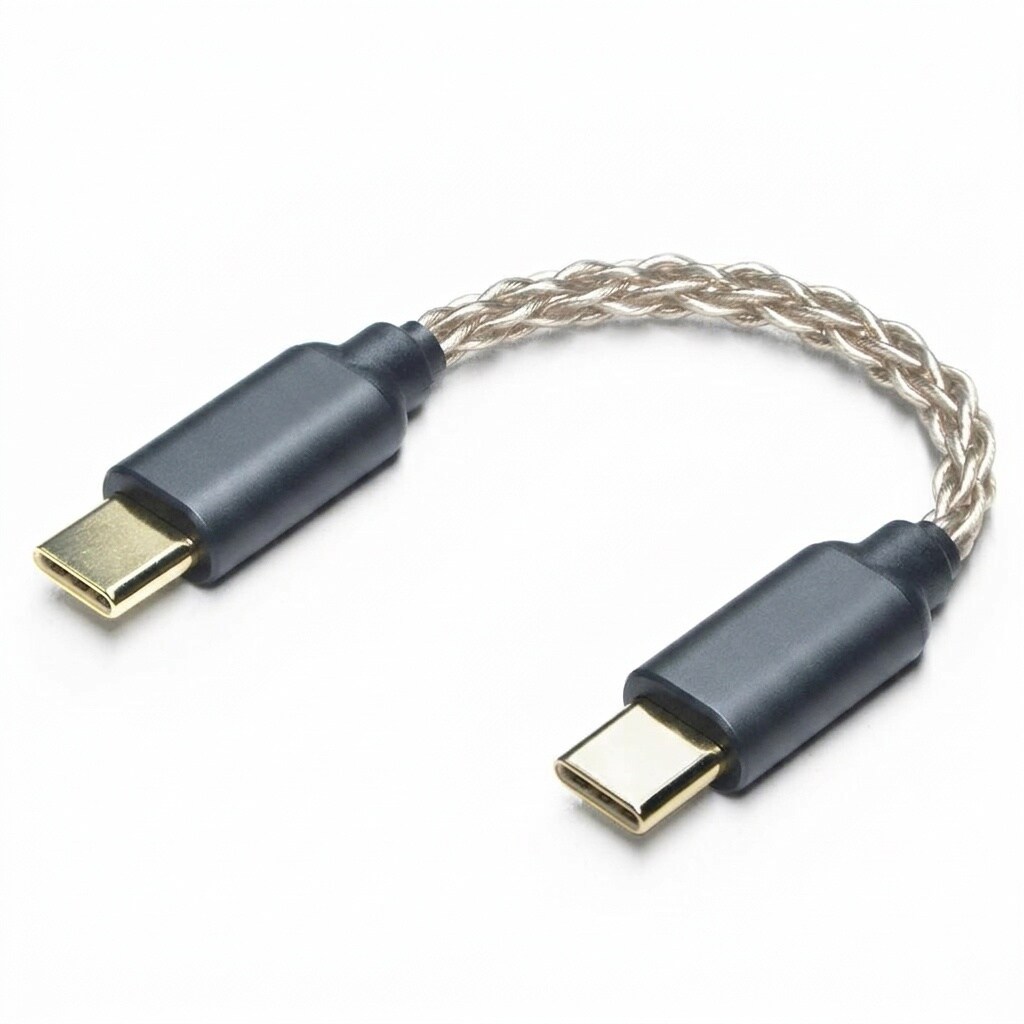 Etokfoks 26 AWG 8 Conductor Single Crystal Silver USB C to C Headphone Amplifier Cord with PVC Sheath 1 Piece #LETXS6WH9